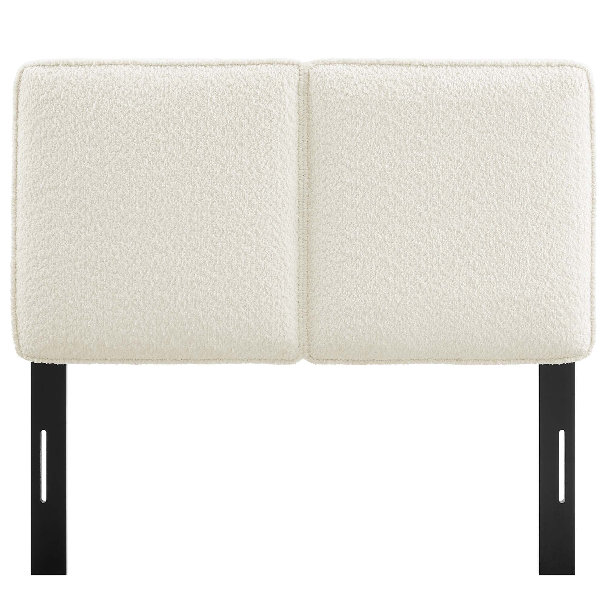 Lindee Boucle Fabric Twin Headboard in Cream Twin
