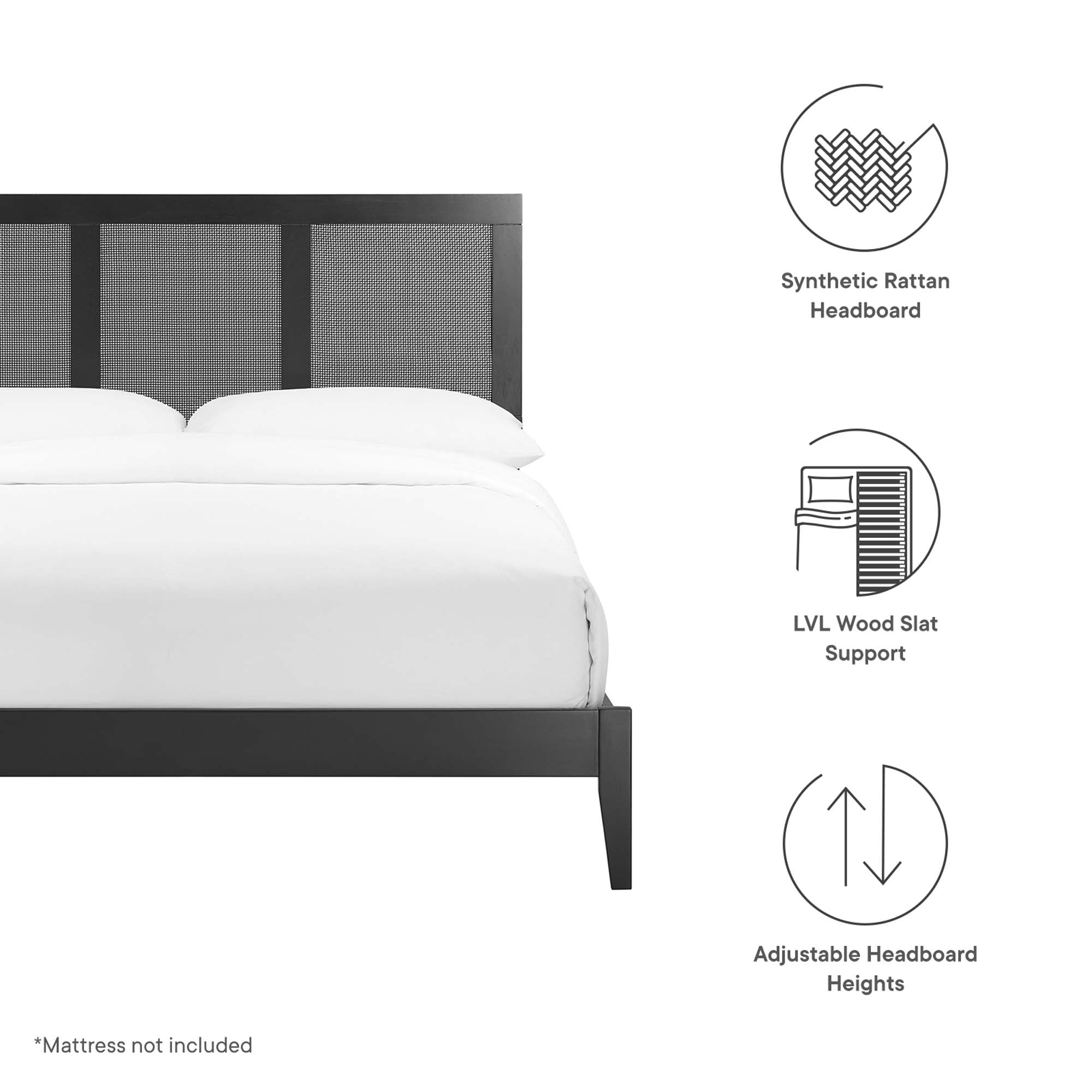 Sirocco Rattan and Wood Full Platform Bed by Modway