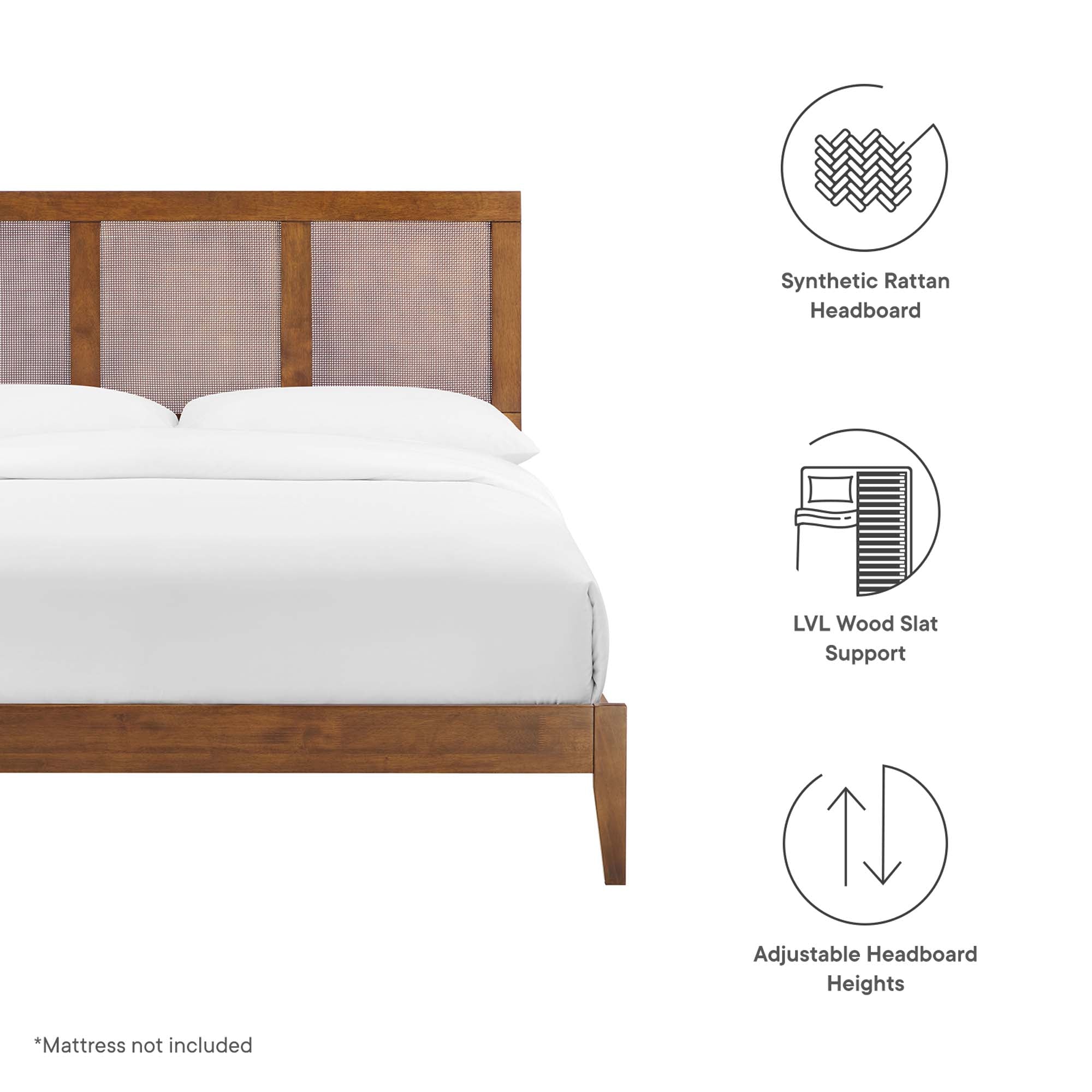 Sirocco Rattan and Wood Full Platform Bed by Modway