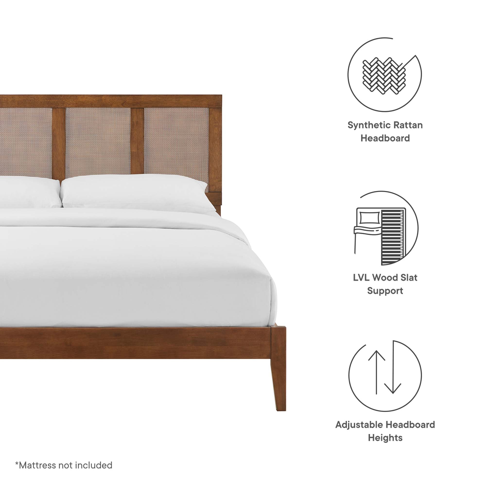 Sirocco Rattan and Wood Queen Platform Bed by Modway