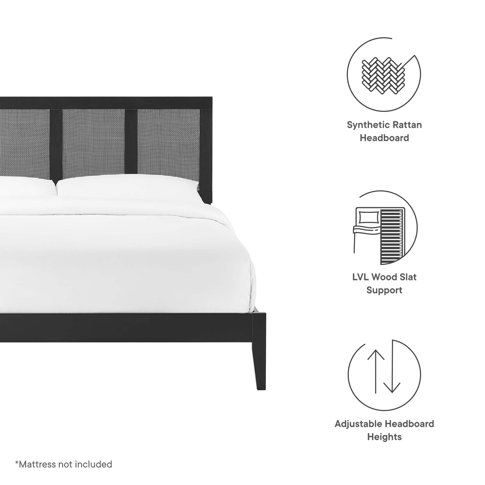 Sirocco Rattan and Wood King Platform Bed by Modway
