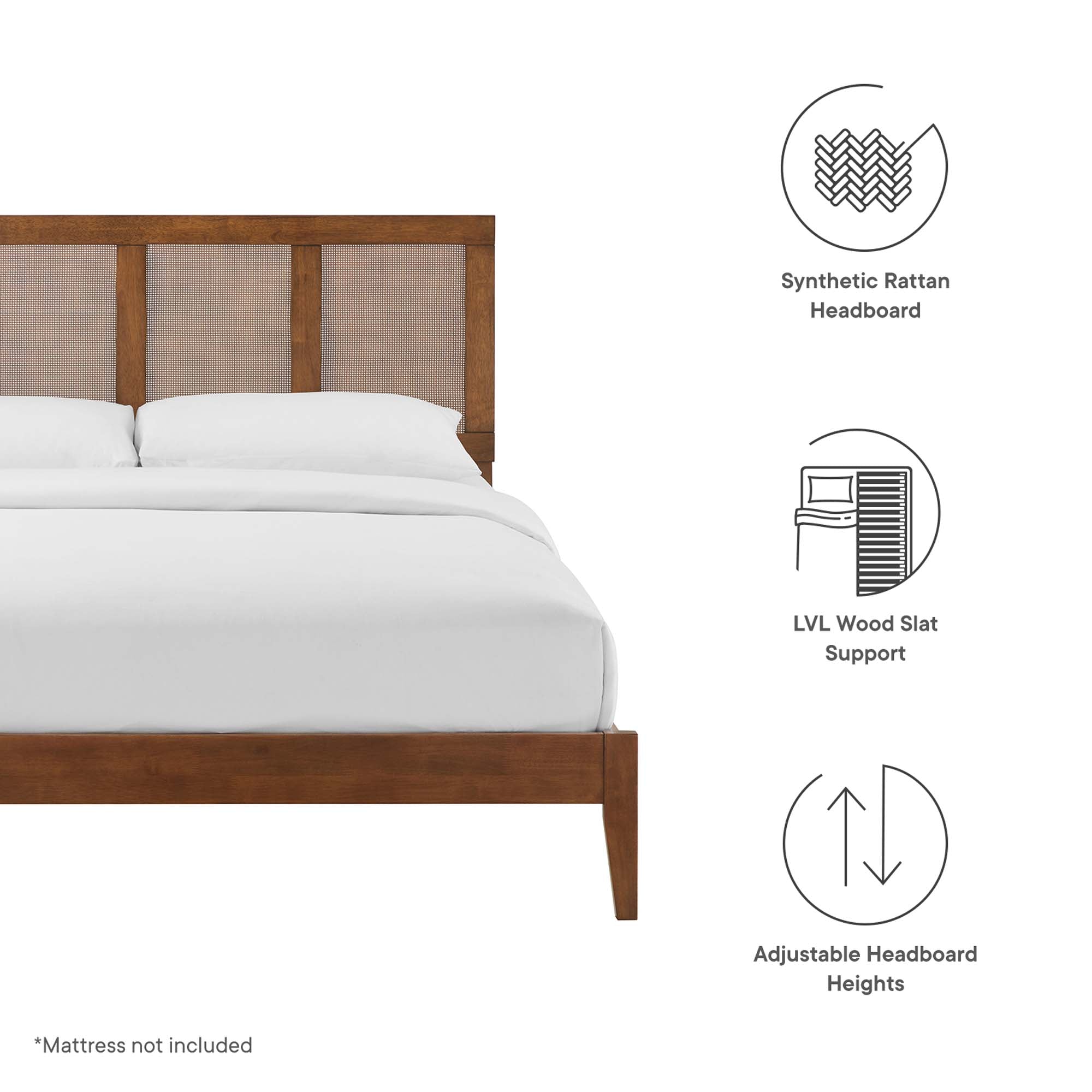 Sirocco Rattan and Wood King Platform Bed by Modway