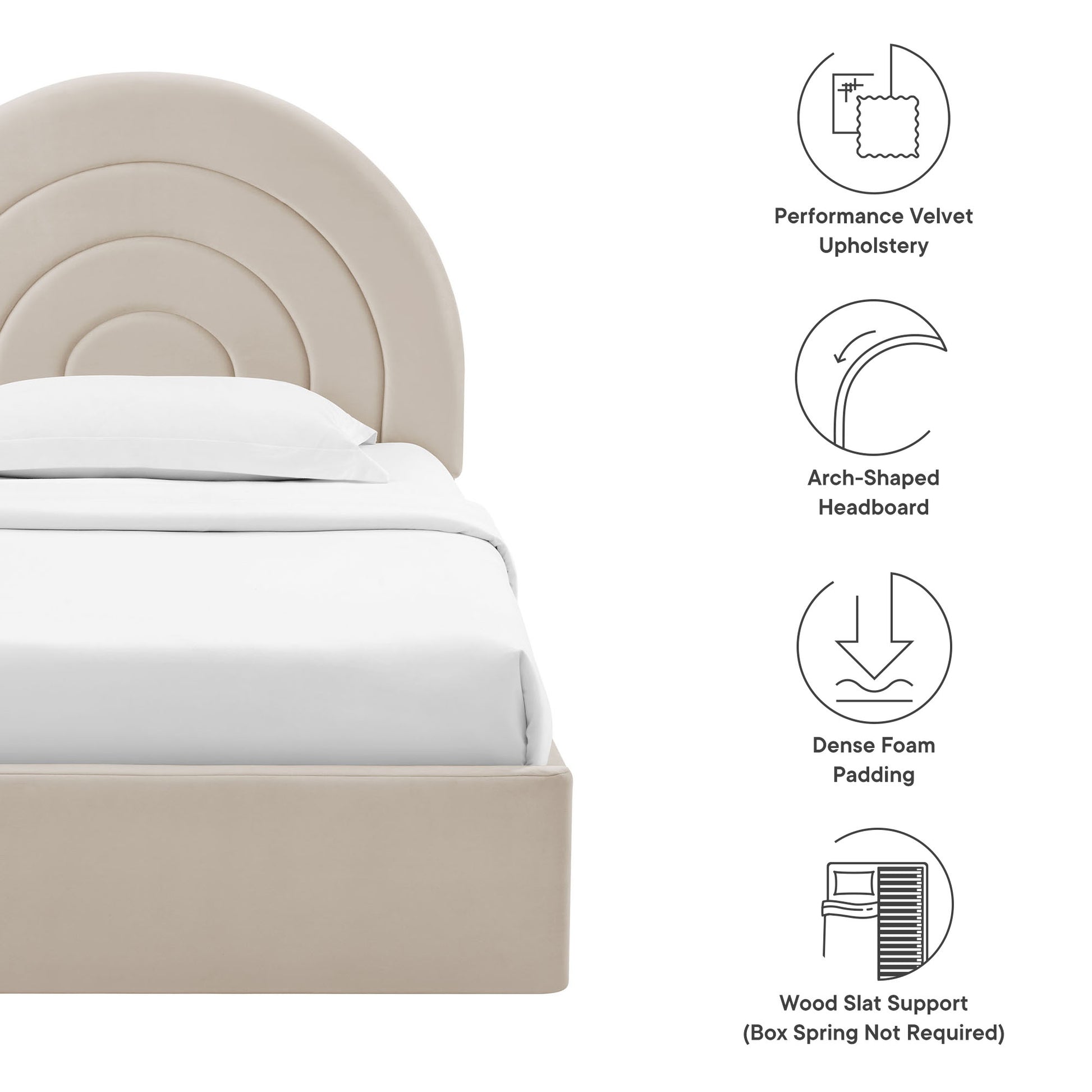 Solana Arched Performance Velvet Twin Platform Bed by Modway - Best Buy Furniture