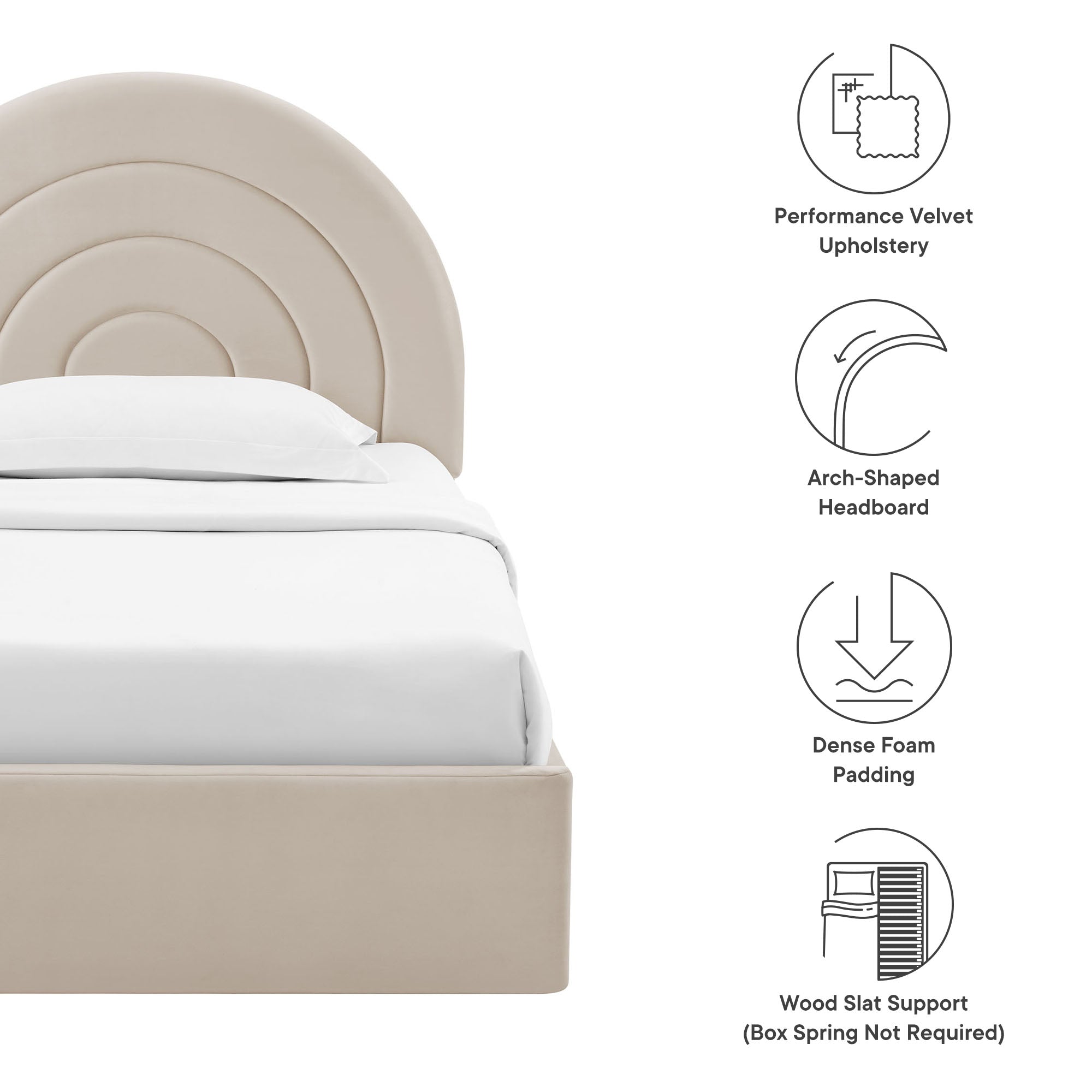 Solana Arched Performance Velvet Twin Platform Bed by Modway - Best Buy Furniture