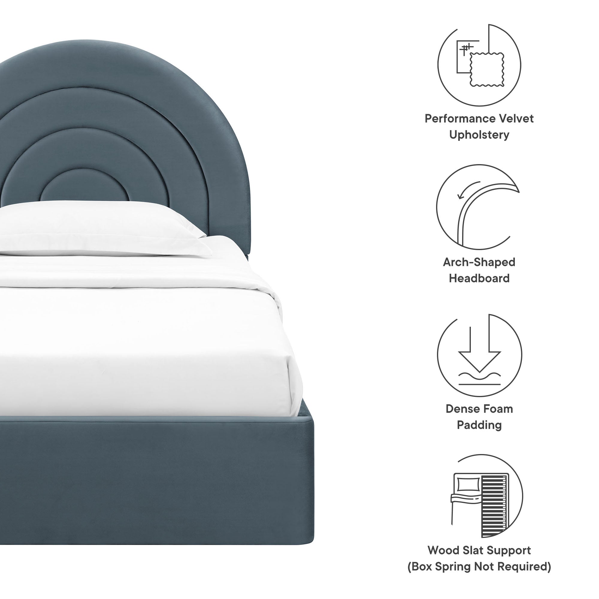 Solana Arched Performance Velvet Twin Platform Bed by Modway - Best Buy Furniture