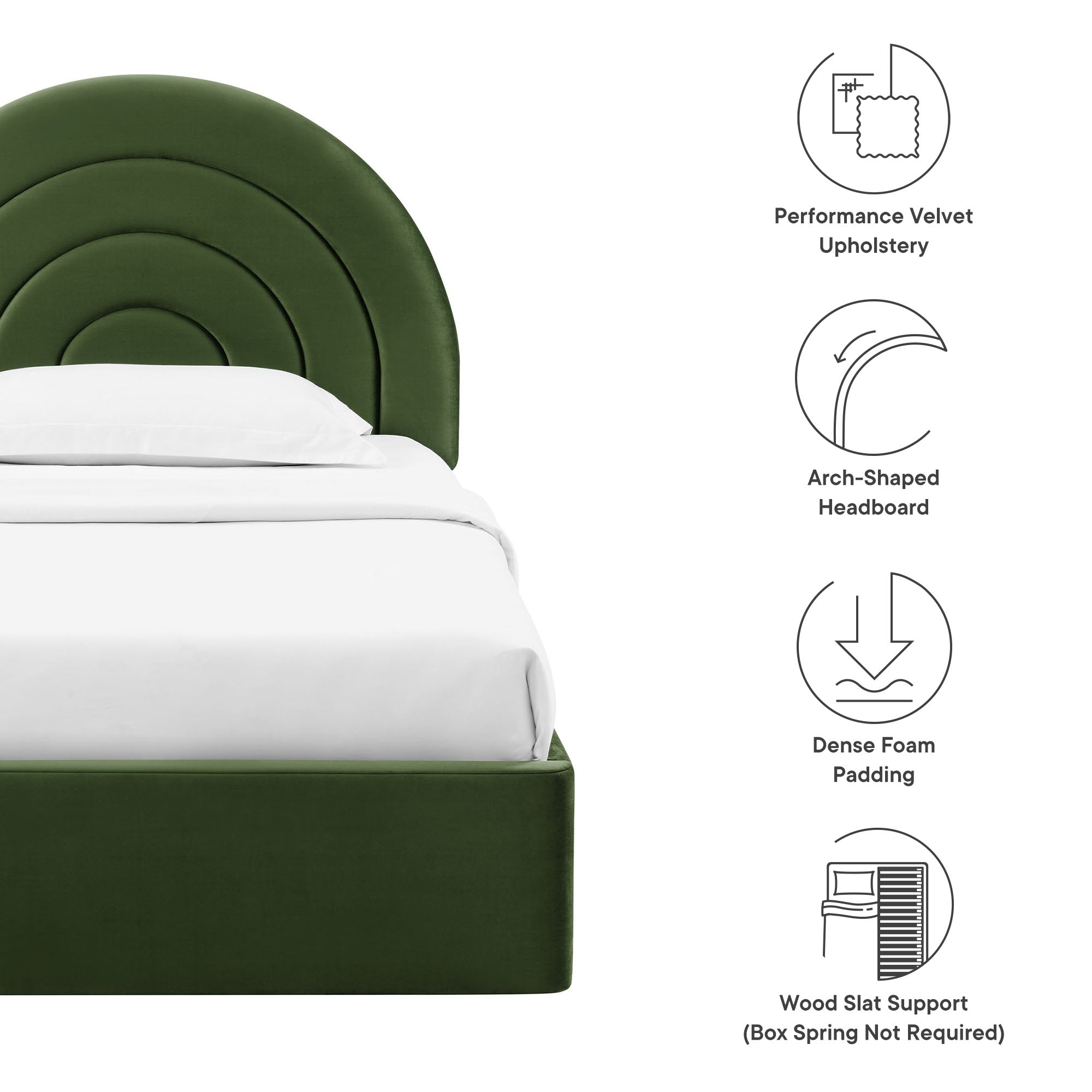 Solana Arched Performance Velvet Twin Platform Bed by Modway - Best Buy Furniture