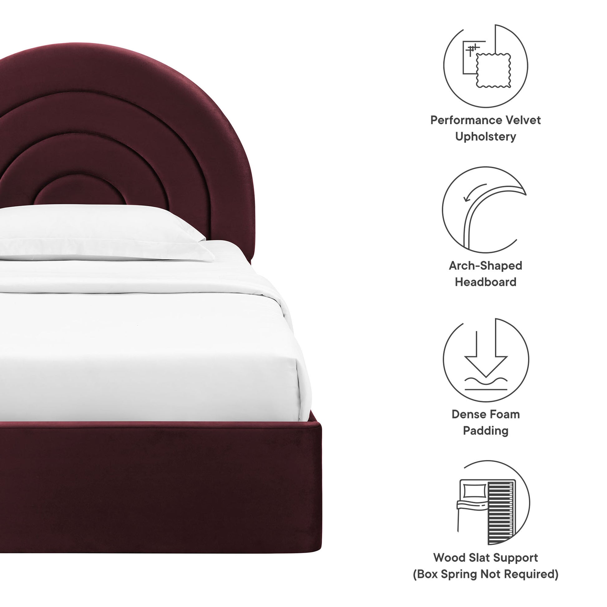 Solana Arched Performance Velvet Twin Platform Bed by Modway - Best Buy Furniture