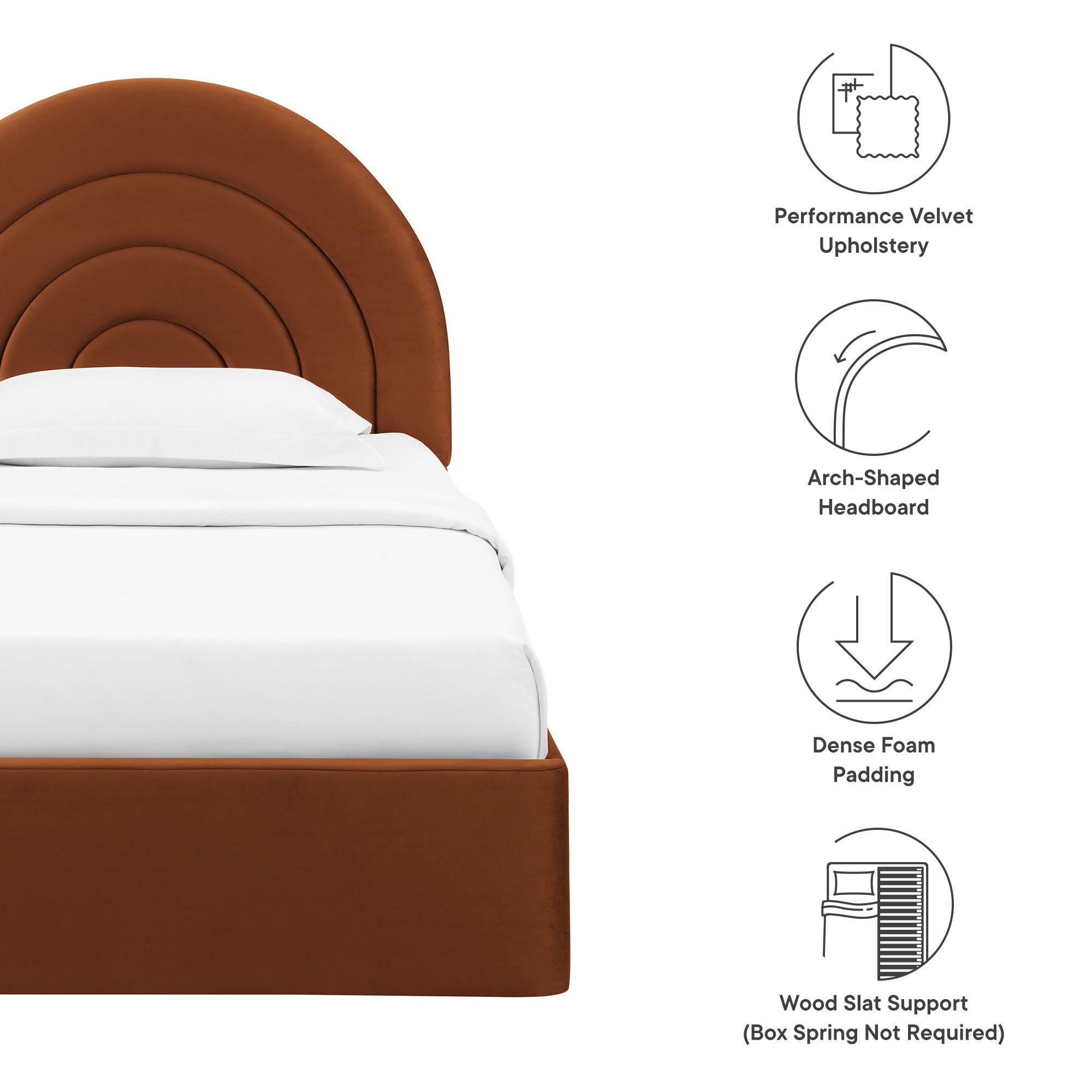 Solana Arched Performance Velvet Twin Platform Bed by Modway - Best Buy Furniture