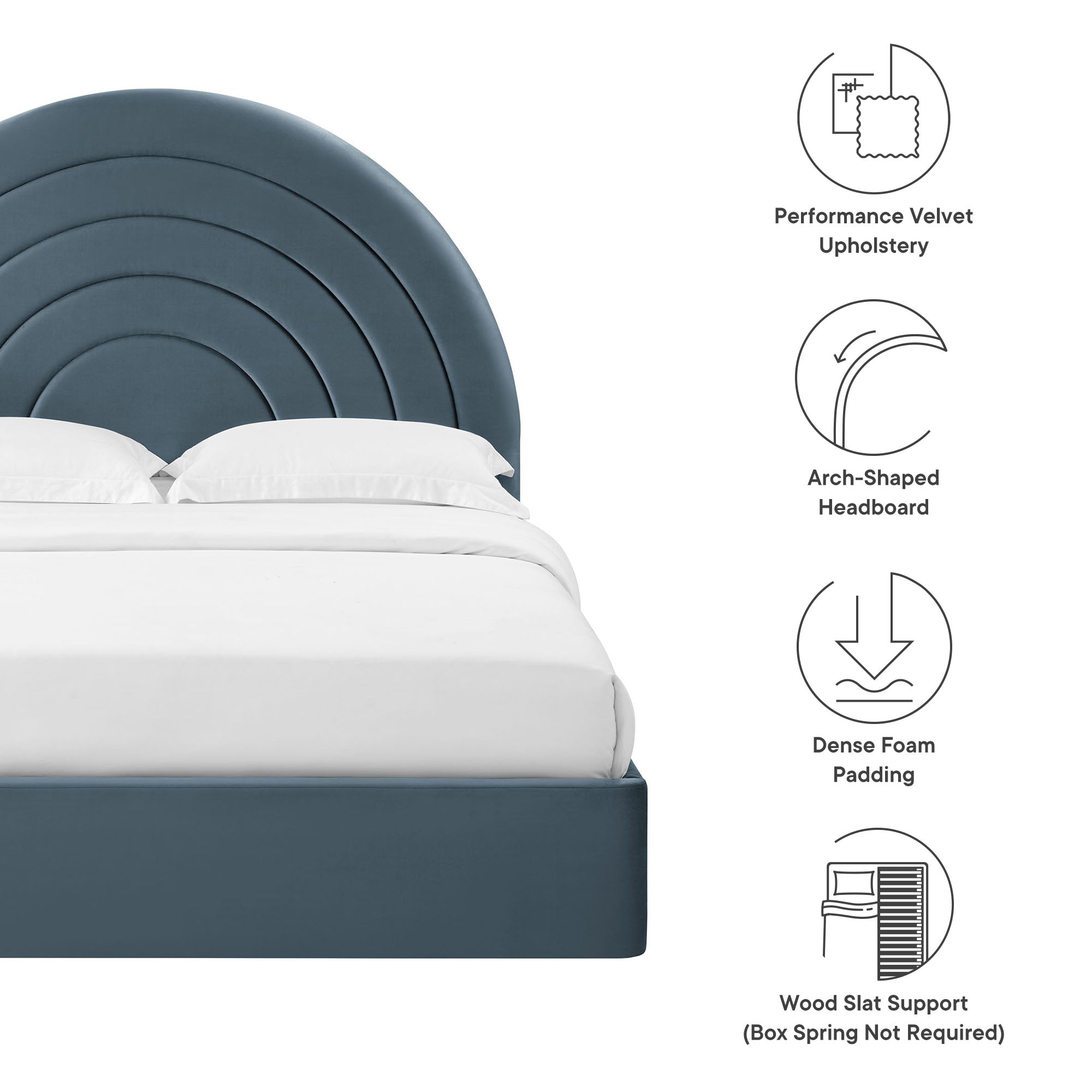 Solana Arched Performance Velvet Queen Platform Bed by Modway - Best Buy Furniture