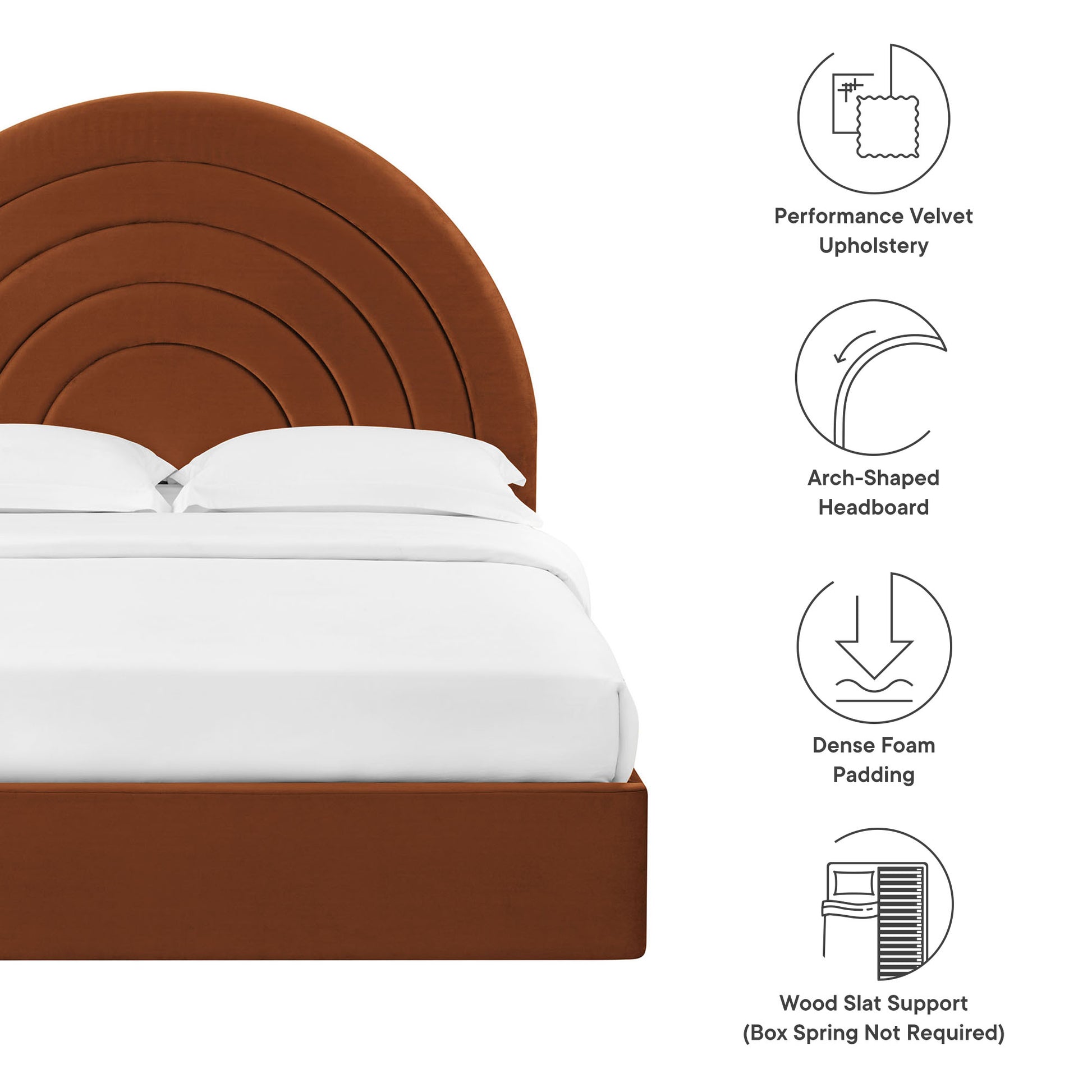 Solana Arched Performance Velvet Queen Platform Bed by Modway - Best Buy Furniture
