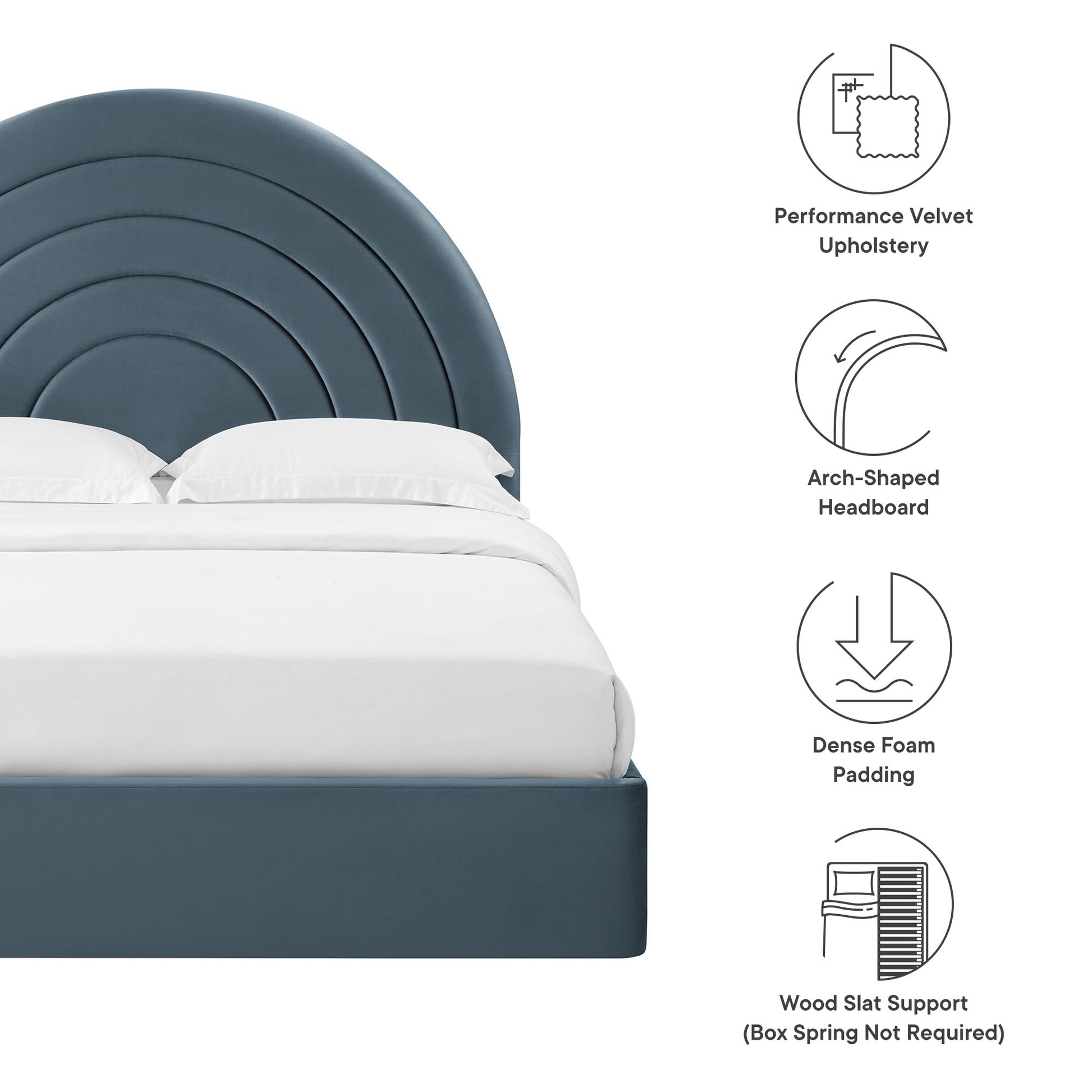 Solana Arched Performance Velvet King Platform Bed by Modway - Best Buy Furniture
