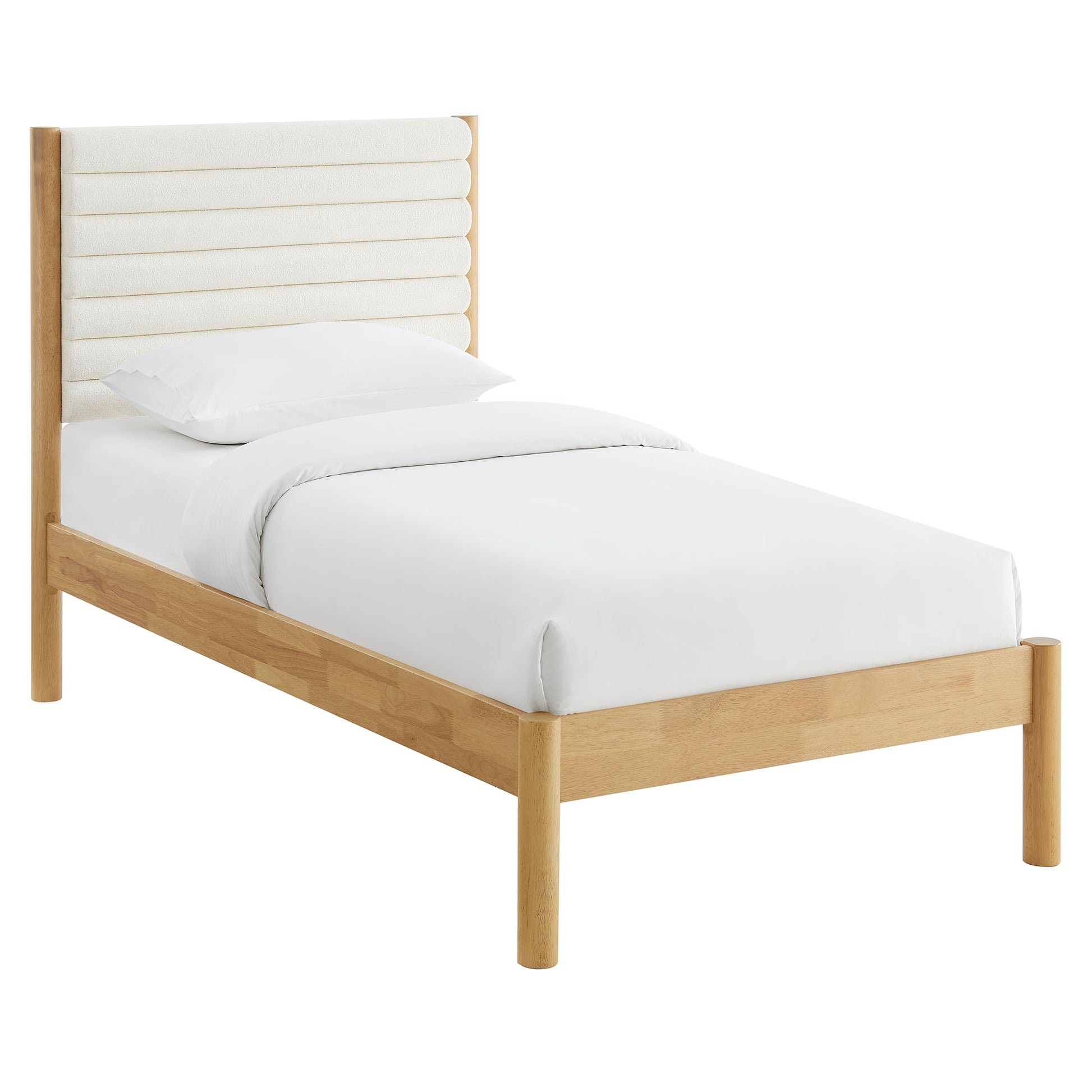 Olea Channel Tufted Boucle Solid Wood Twin Platform Bed by Modway - Best Buy Furniture