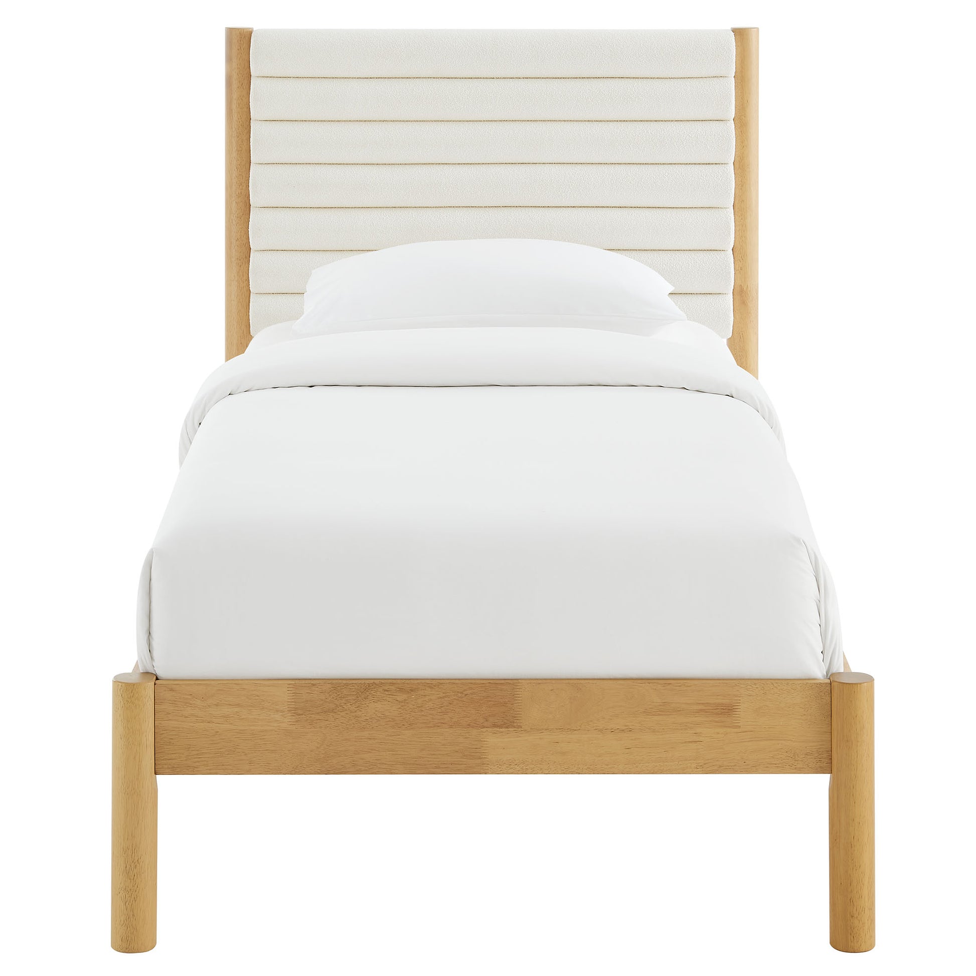 Olea Channel Tufted Boucle Solid Wood Twin Platform Bed by Modway - Best Buy Furniture
