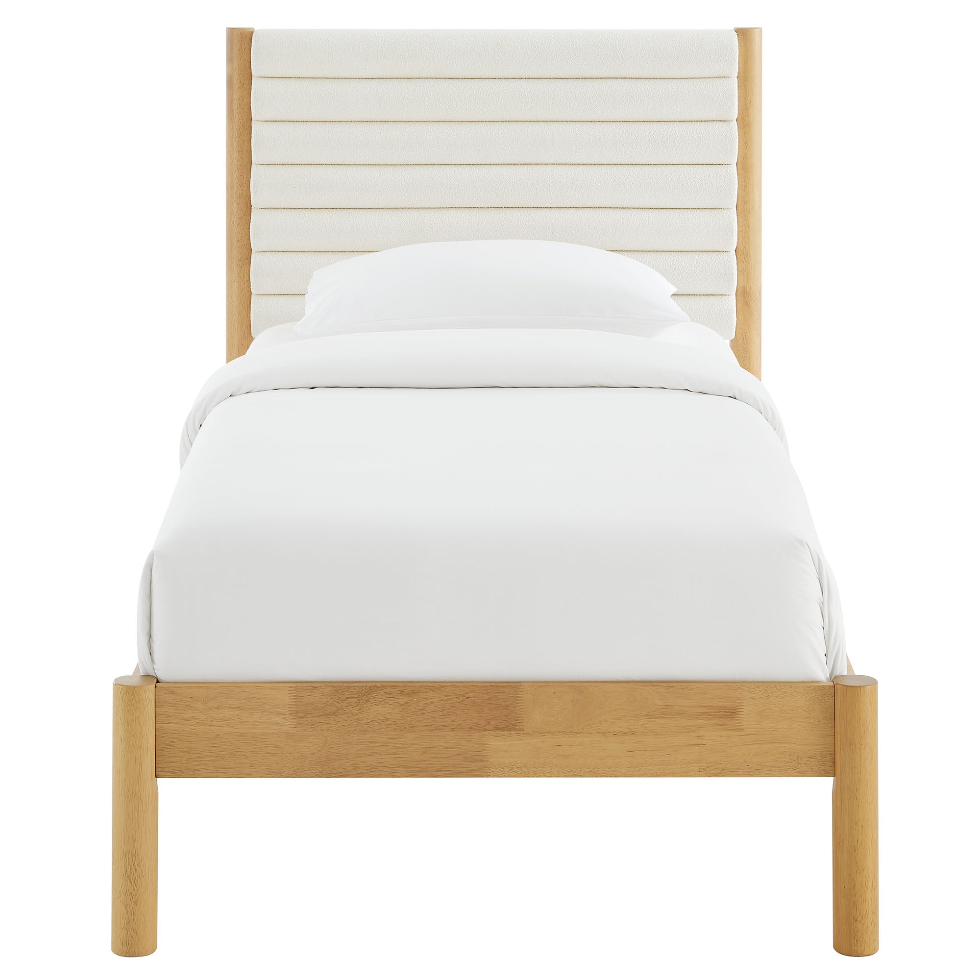 Olea Channel Tufted Boucle Solid Wood Twin Platform Bed by Modway - Best Buy Furniture