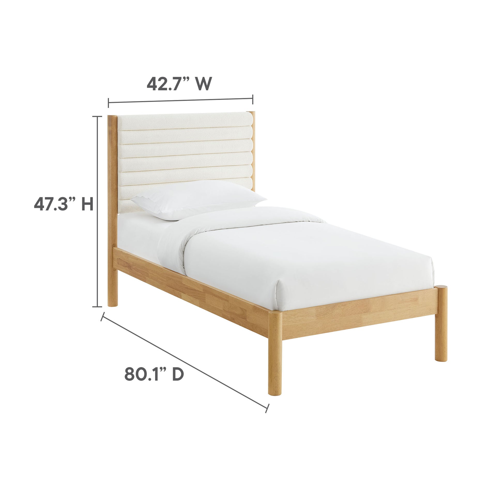 Olea Channel Tufted Boucle Solid Wood Twin Platform Bed by Modway - Best Buy Furniture