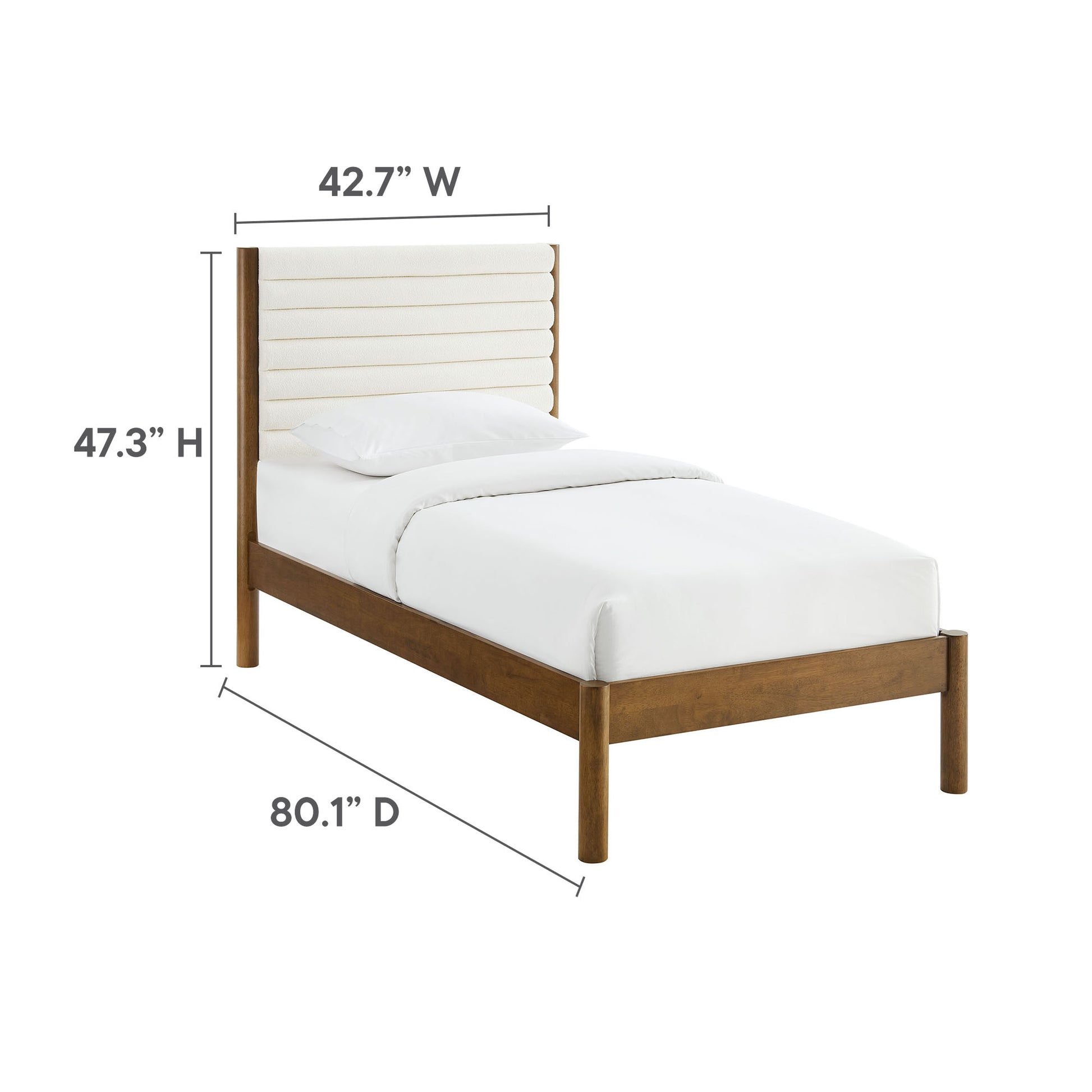 Olea Channel Tufted Boucle Solid Wood Twin Platform Bed by Modway - Best Buy Furniture