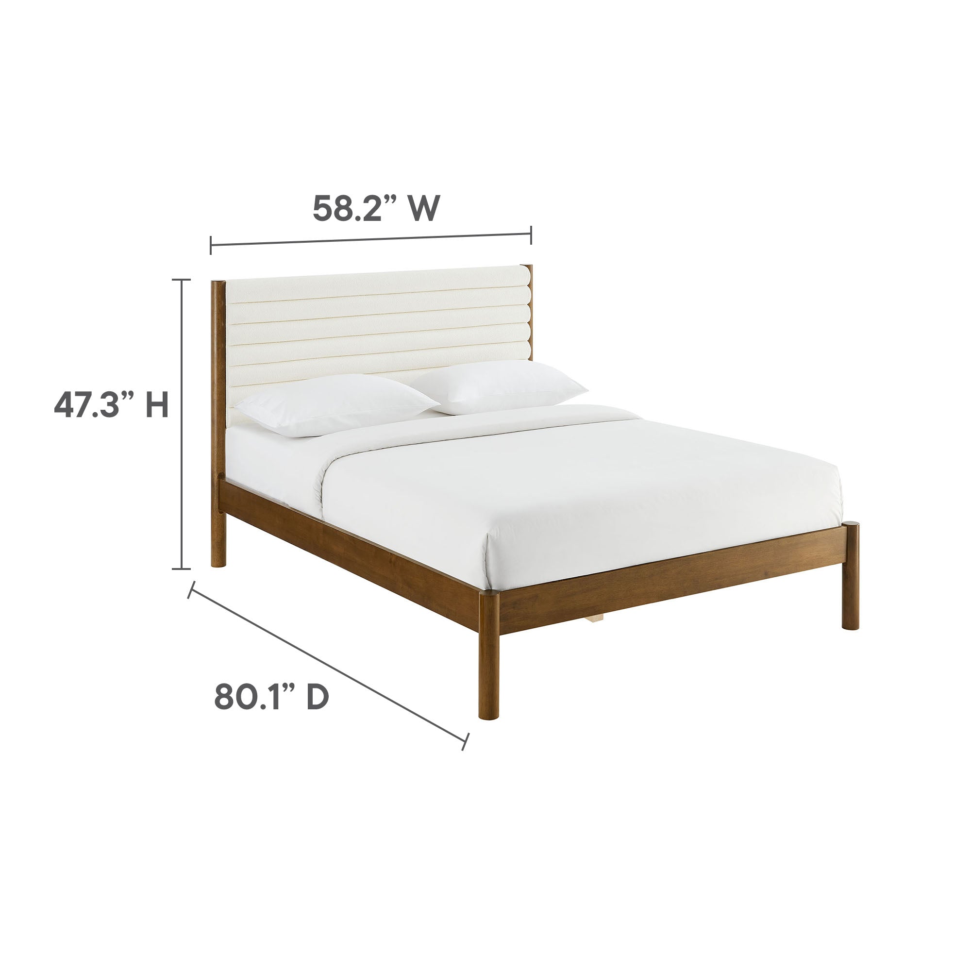 Olea Channel Tufted Boucle Solid Wood Full Platform Bed by Modway - Best Buy Furniture