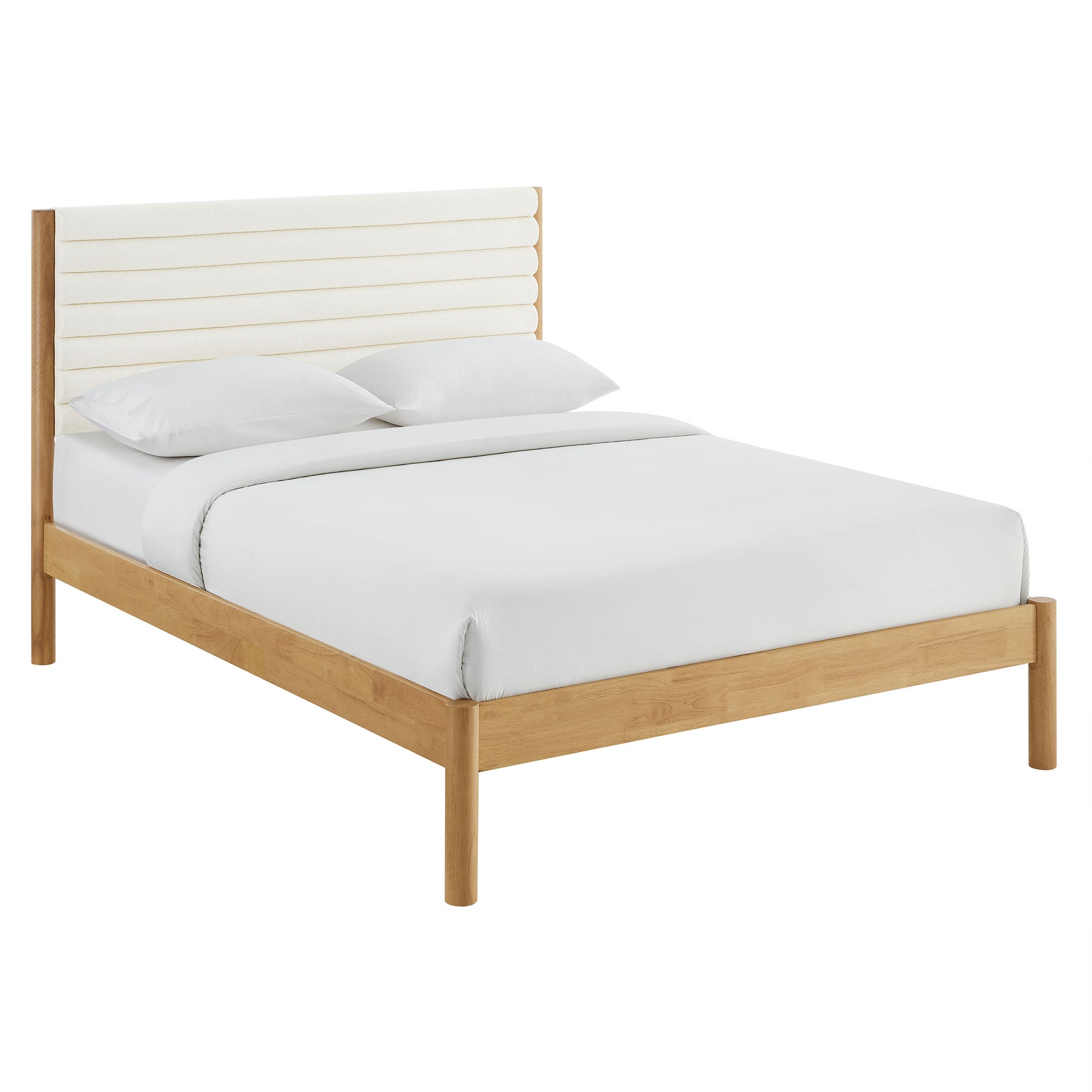 Olea Channel Tufted Boucle Solid Wood Queen Platform Bed by Modway - Best Buy Furniture