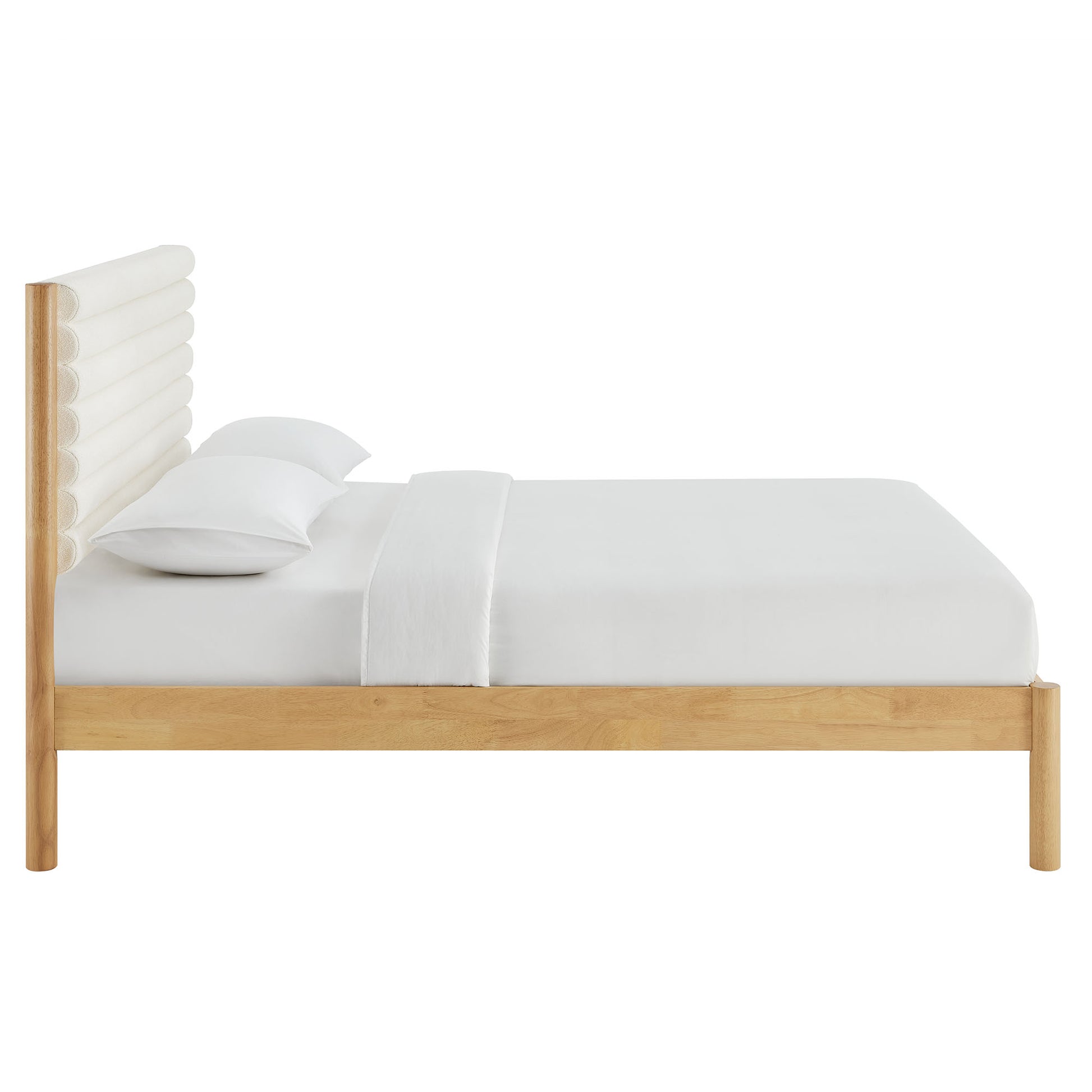 Olea Channel Tufted Boucle Solid Wood Queen Platform Bed by Modway - Best Buy Furniture
