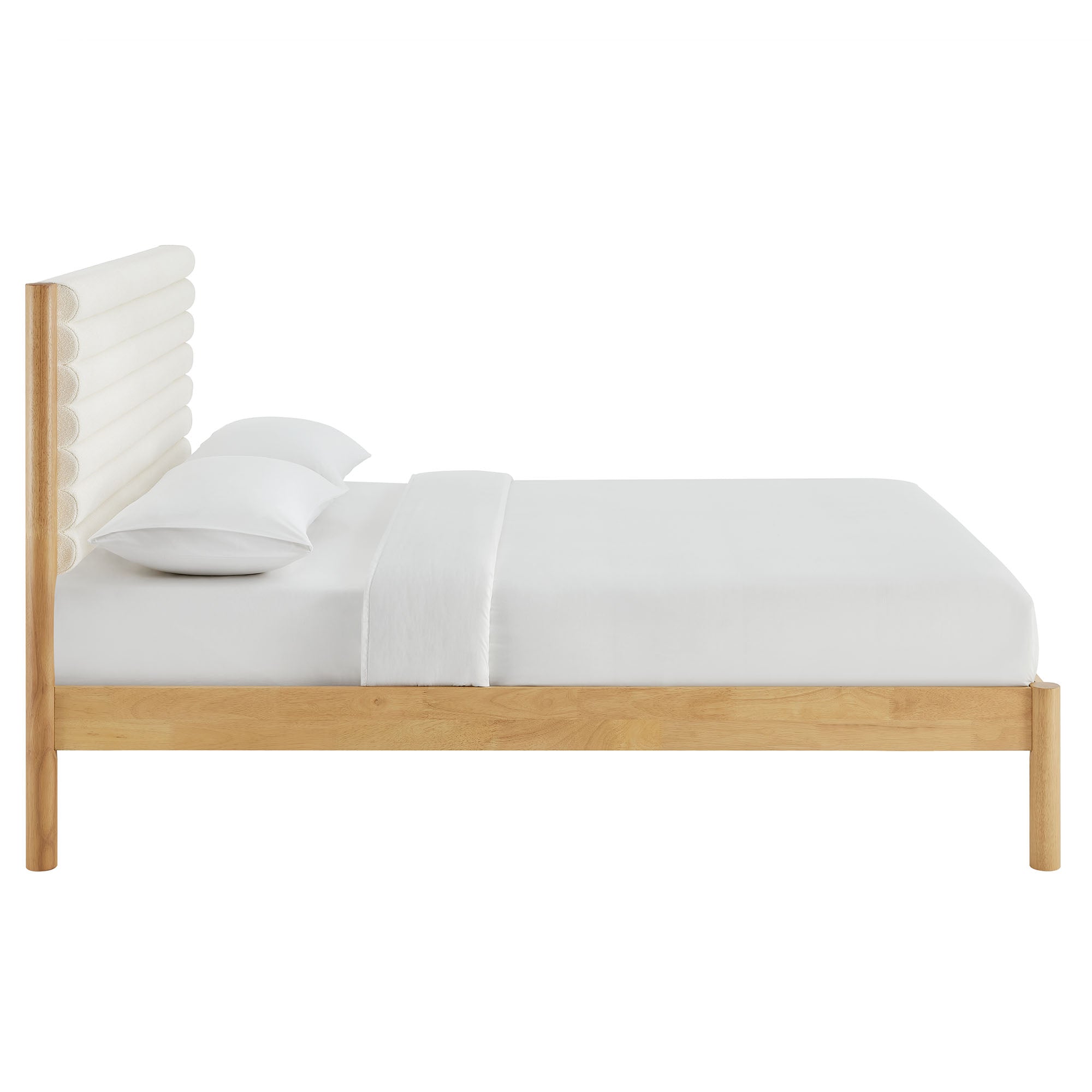 Olea Channel Tufted Boucle Solid Wood Queen Platform Bed by Modway - Best Buy Furniture