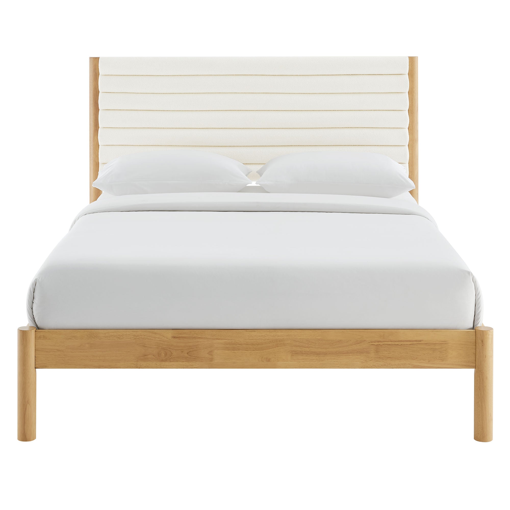 Olea Channel Tufted Boucle Solid Wood King Platform Bed by Modway - Best Buy Furniture