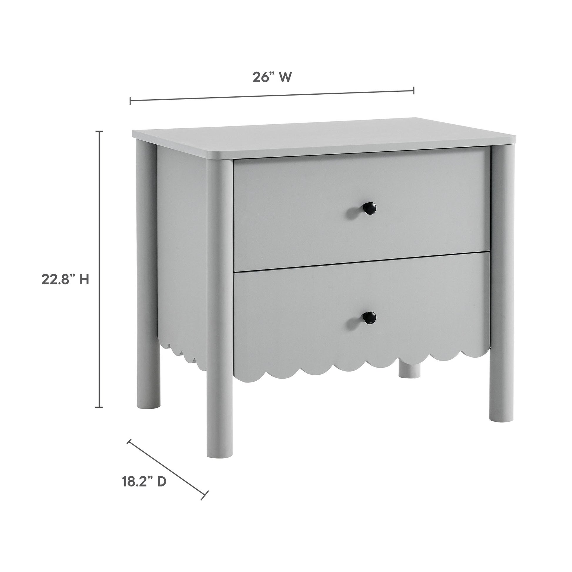 Emmeline Scalloped 2-Drawer Nightstand by Modway - Best Buy Furniture