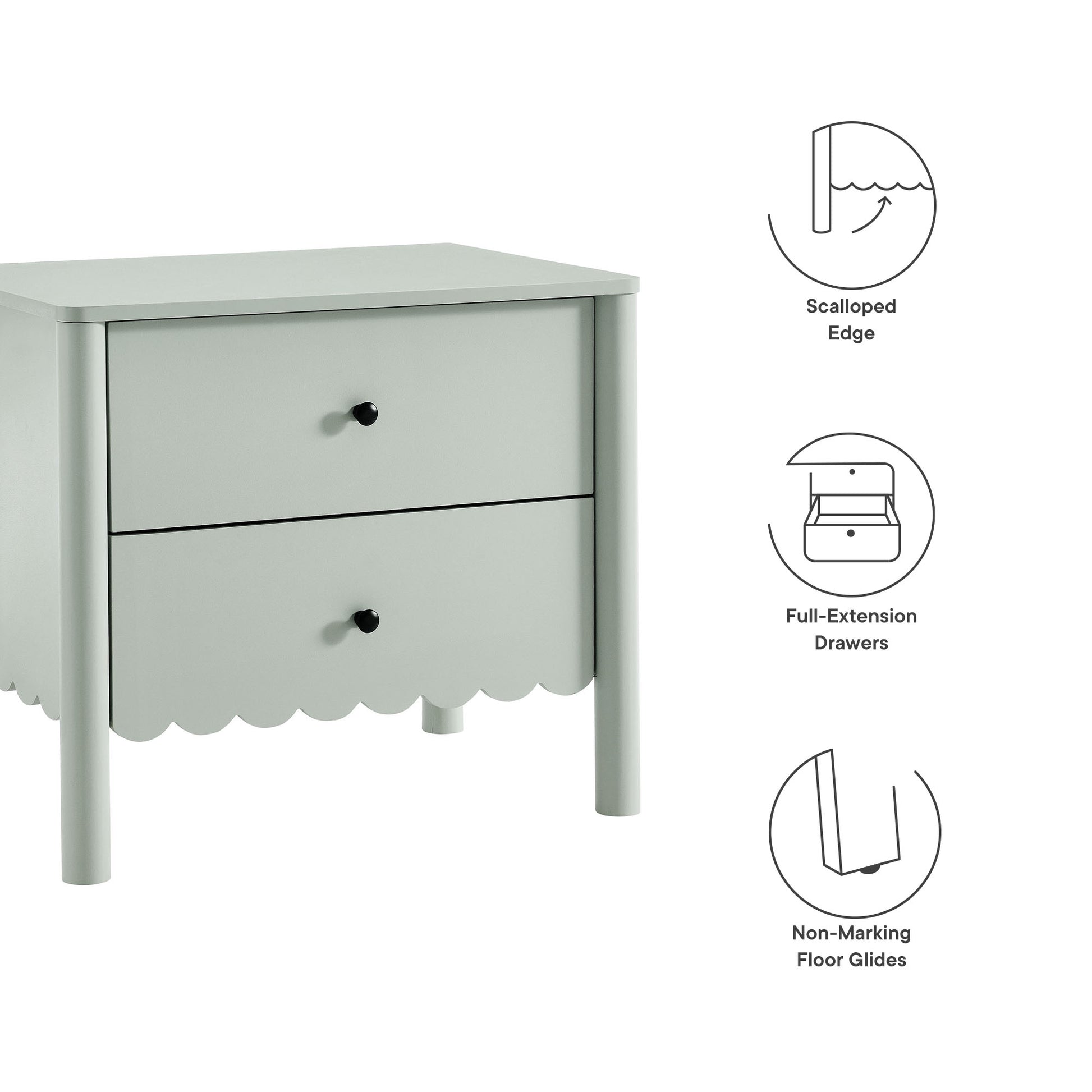 Emmeline Scalloped 2-Drawer Nightstand by Modway - Best Buy Furniture