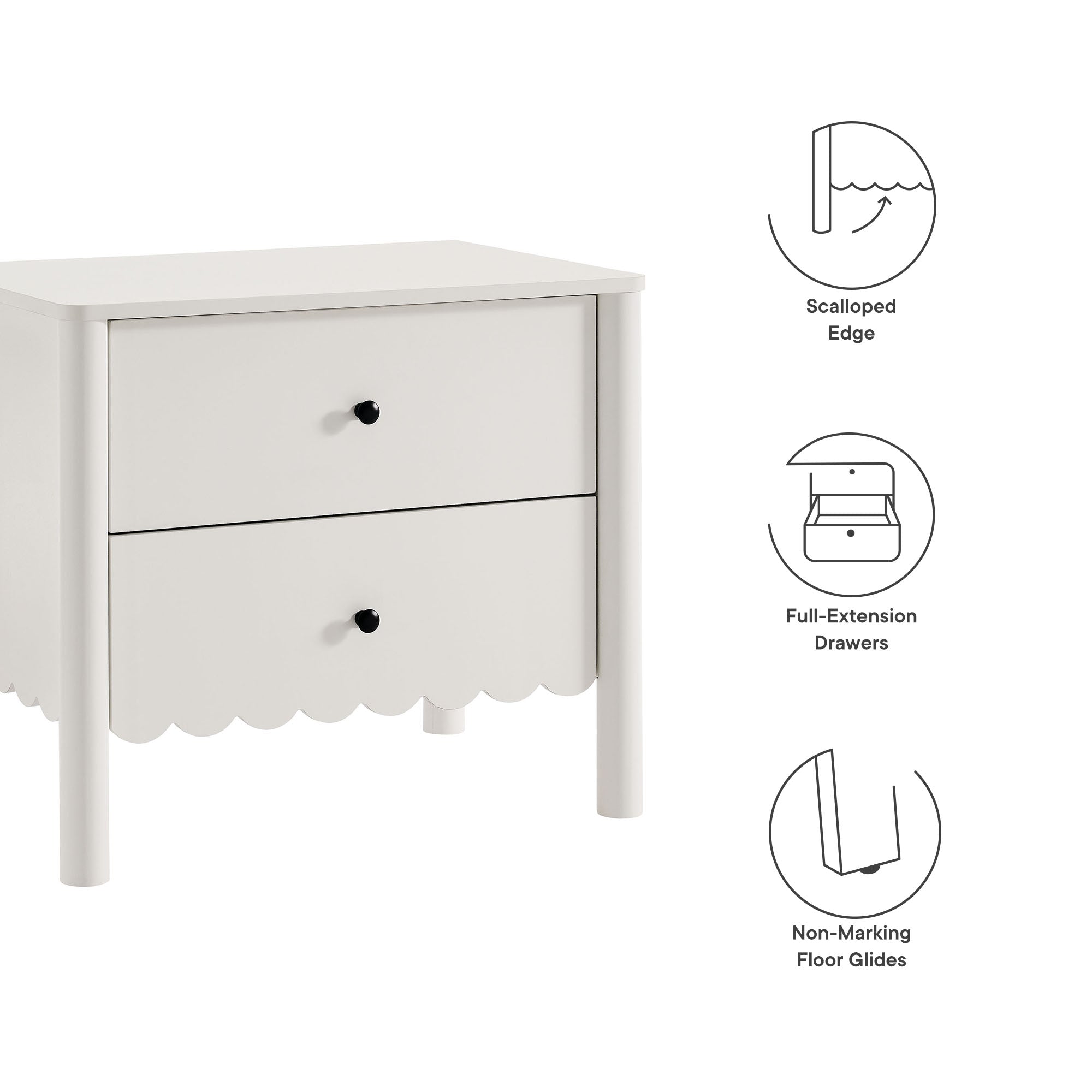Emmeline Scalloped 2-Drawer Nightstand by Modway - Best Buy Furniture