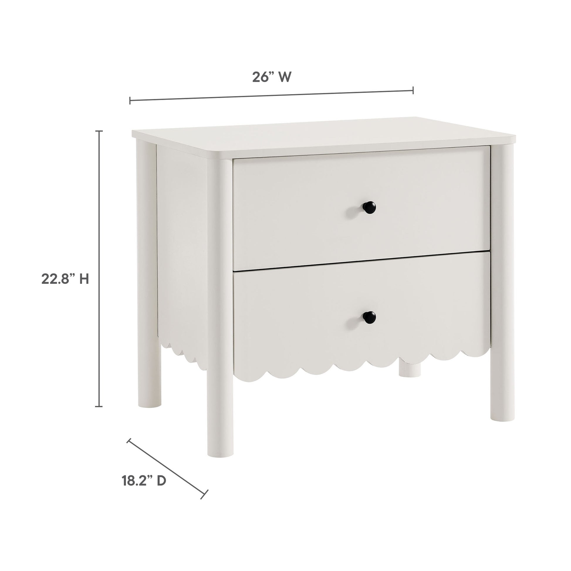Emmeline Scalloped 2-Drawer Nightstand by Modway - Best Buy Furniture