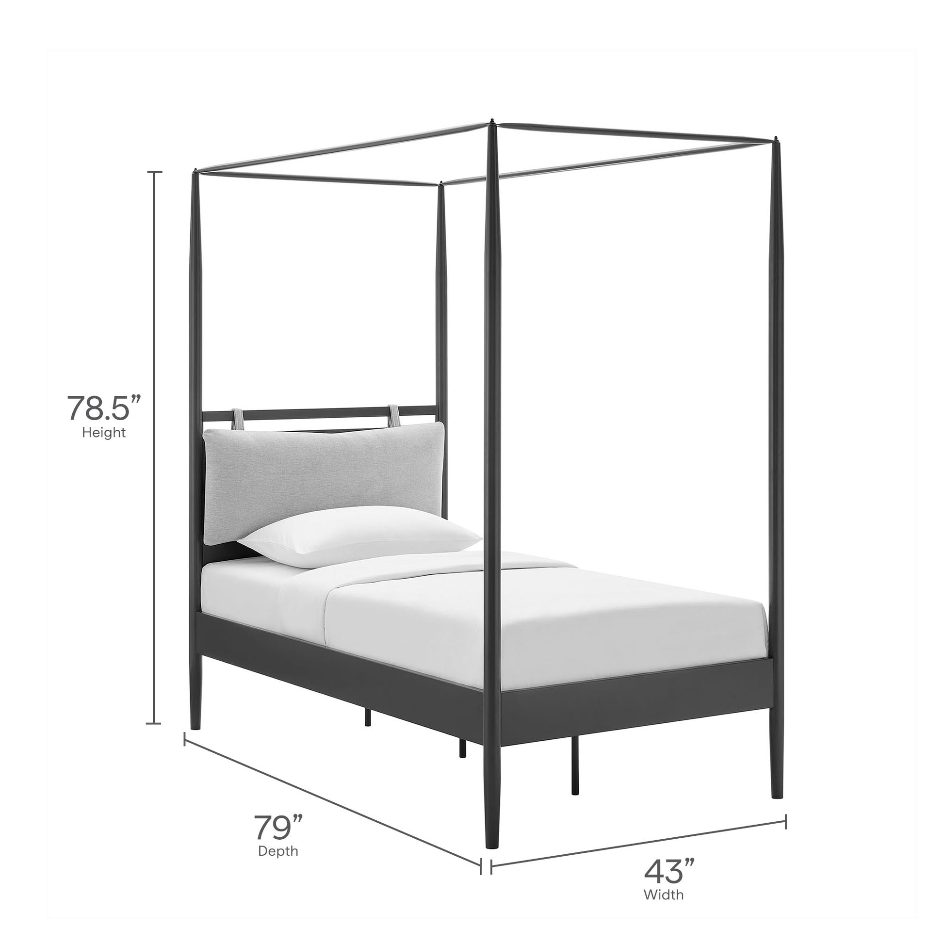 Marlowe 4-Poster Canopy Metal Twin Platform Bed by Modway - Best Buy Furniture