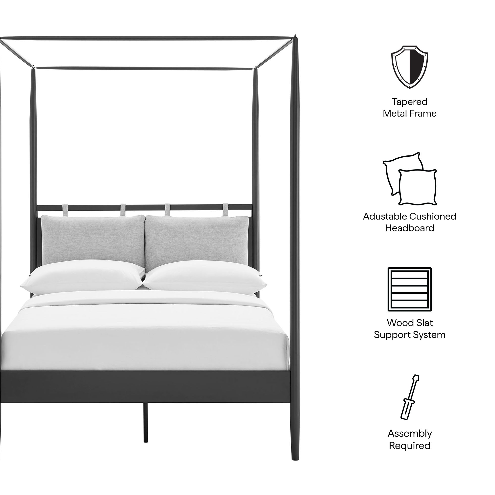 Marlowe 4-Poster Canopy Metal Full Platform Bed by Modway