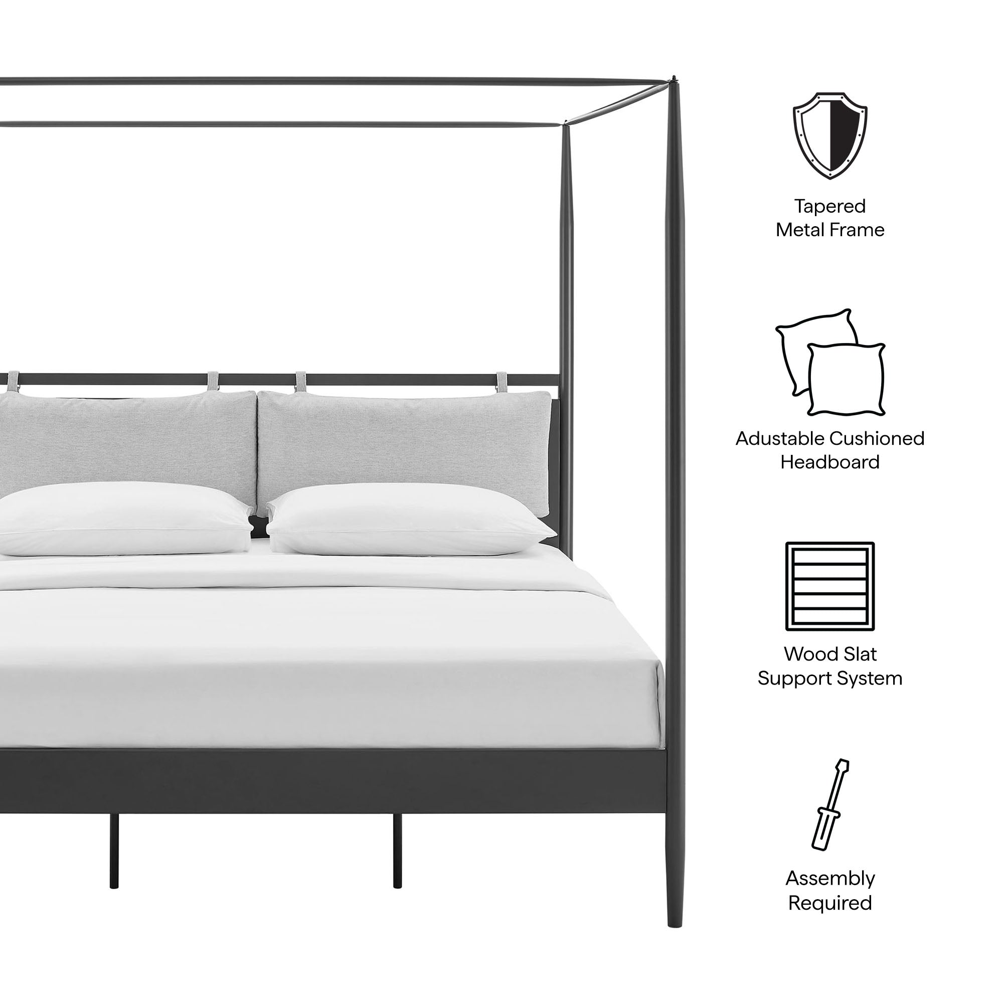Marlowe 4-Poster Canopy Metal King Platform Bed by Modway - Best Buy Furniture