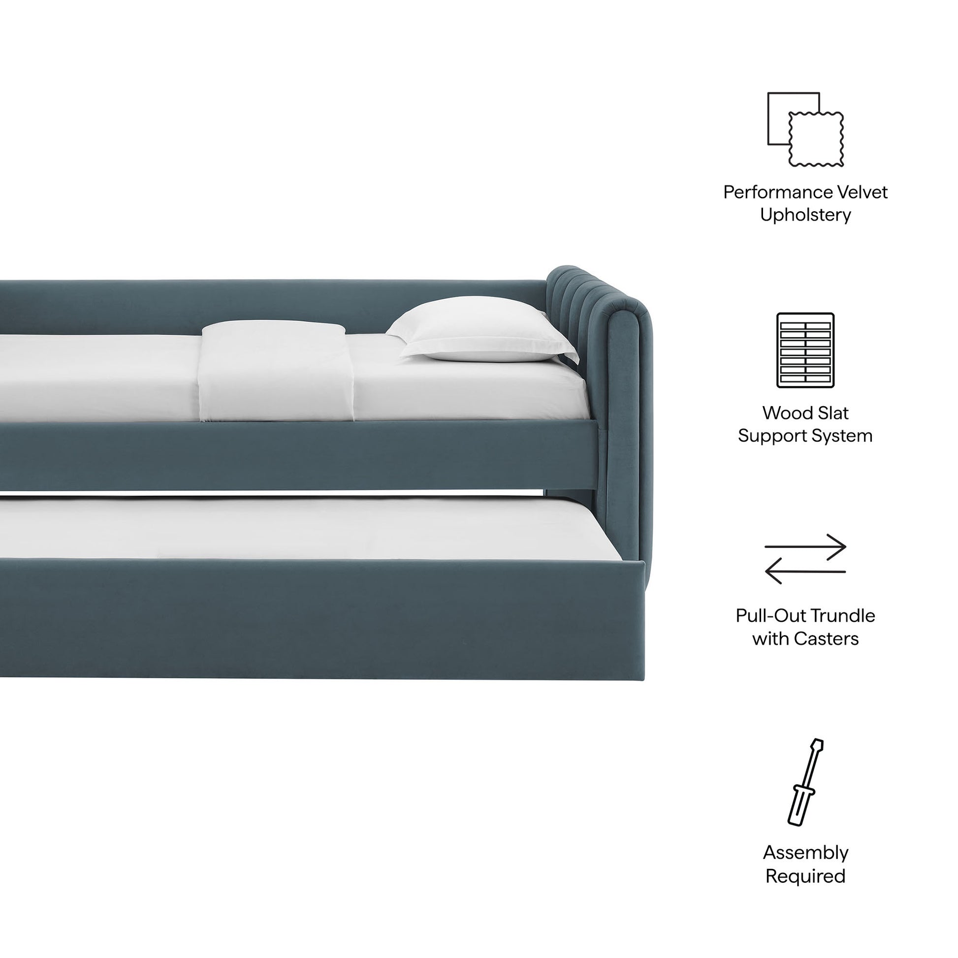 Veyla Channel Tufted Performance Velvet Twin Daybed With Trundle by Modway - Best Buy Furniture