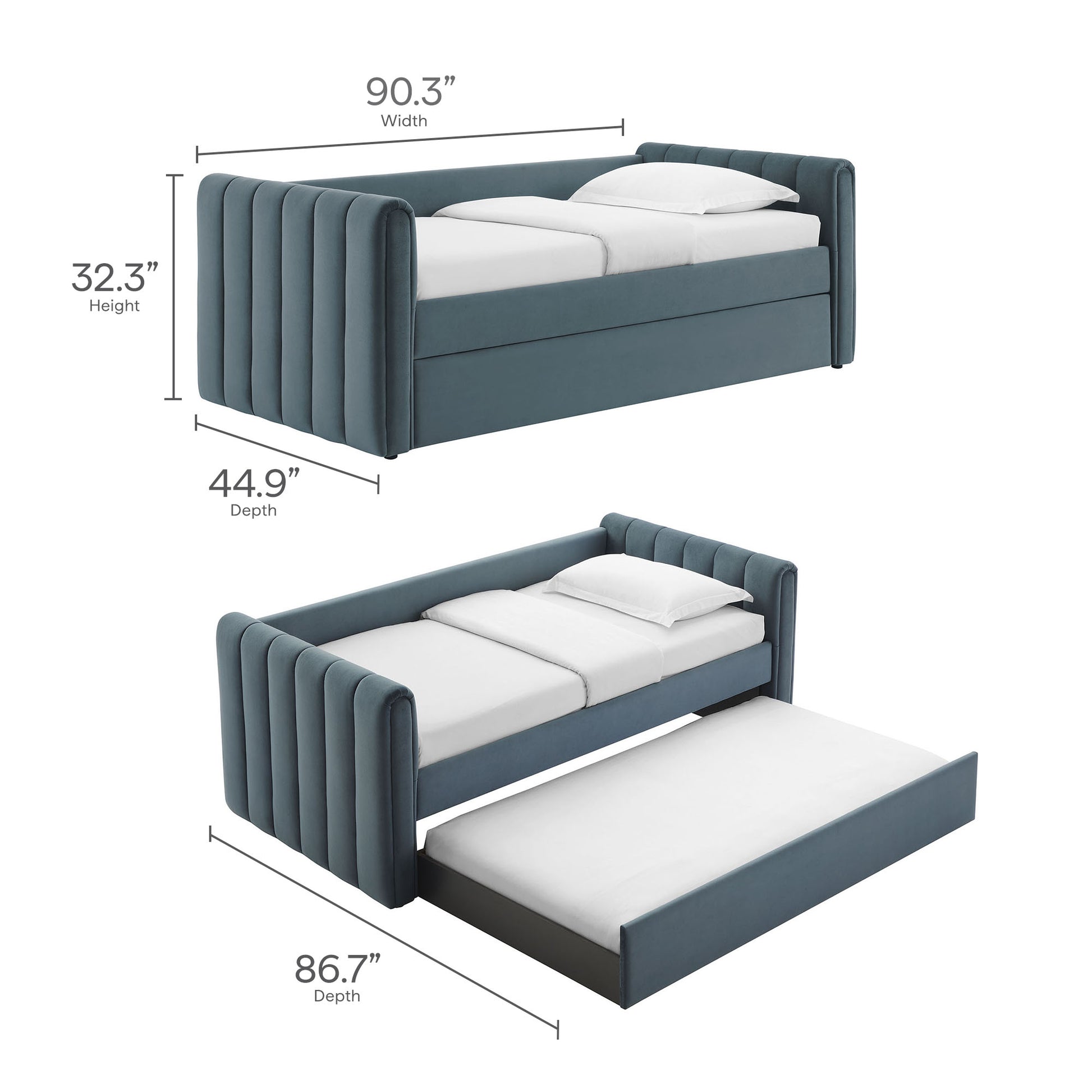 Veyla Channel Tufted Performance Velvet Twin Daybed With Trundle by Modway - Best Buy Furniture