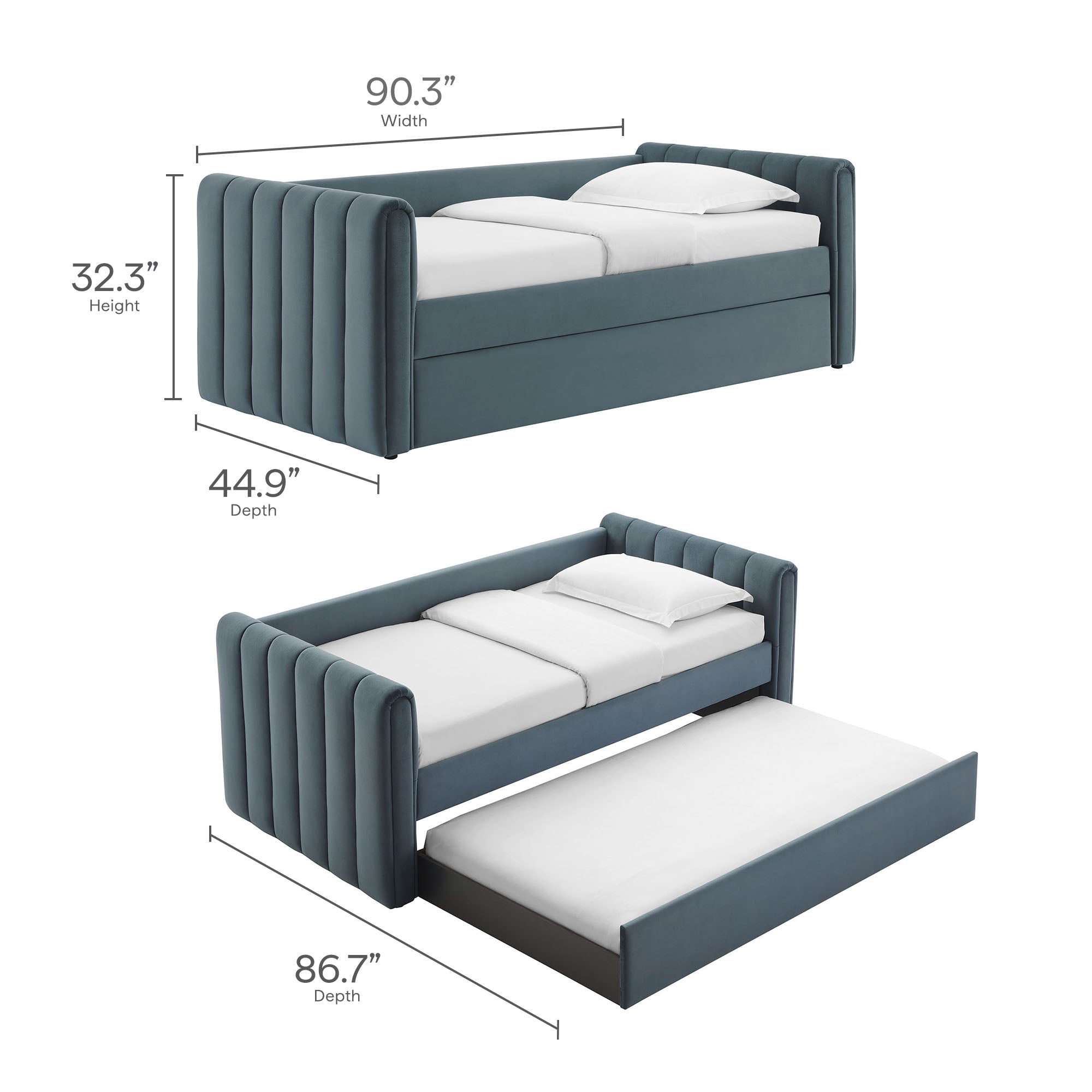 Veyla Channel Tufted Performance Velvet Twin Daybed With Trundle by Modway - Best Buy Furniture