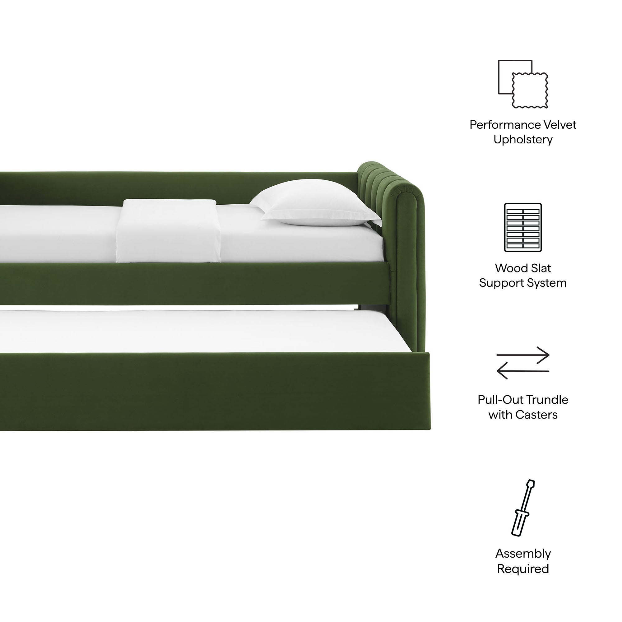 Veyla Channel Tufted Performance Velvet Twin Daybed With Trundle by Modway - Best Buy Furniture