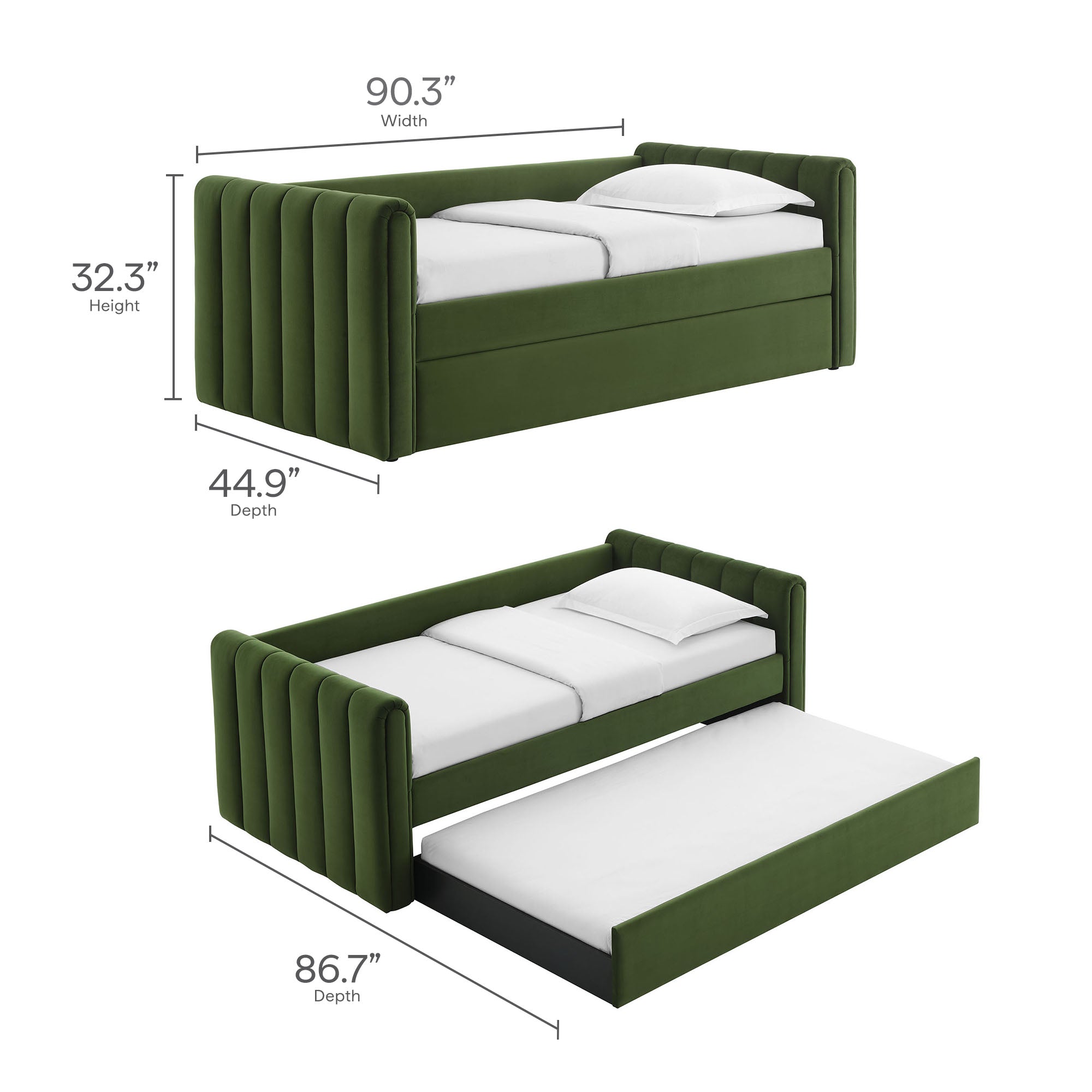 Veyla Channel Tufted Performance Velvet Twin Daybed With Trundle by Modway