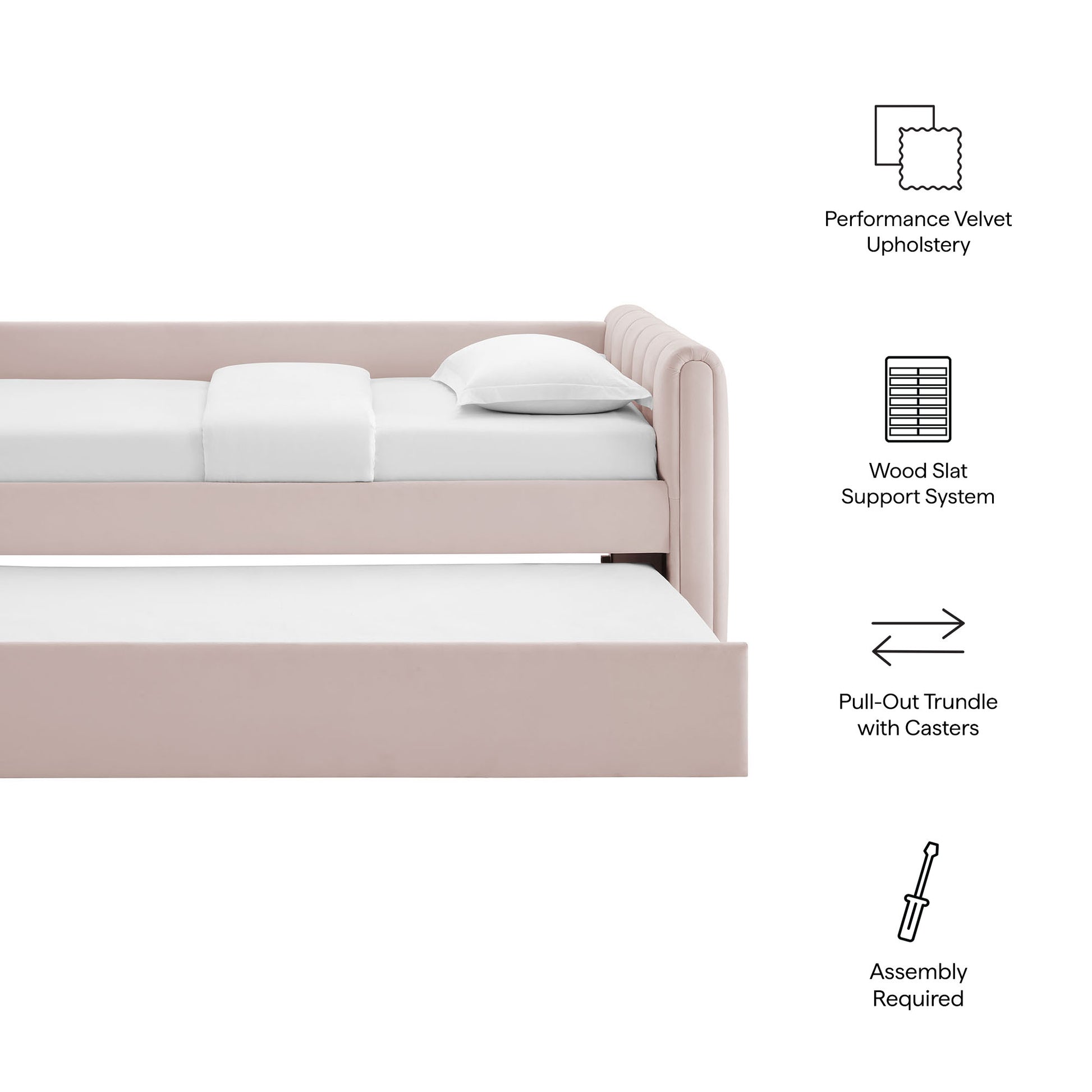 Veyla Channel Tufted Performance Velvet Twin Daybed With Trundle by Modway - Best Buy Furniture