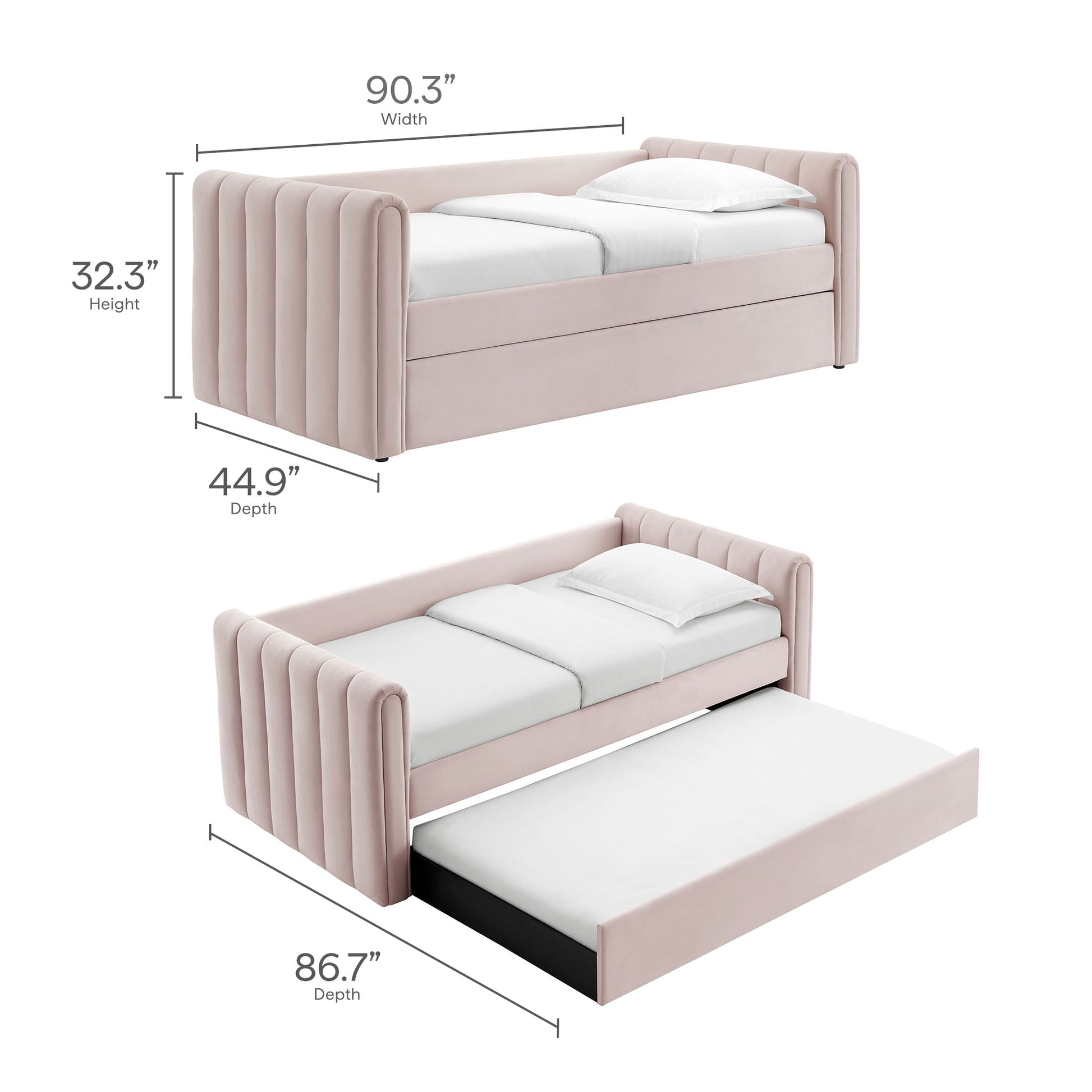 Veyla Channel Tufted Performance Velvet Twin Daybed With Trundle by Modway - Best Buy Furniture