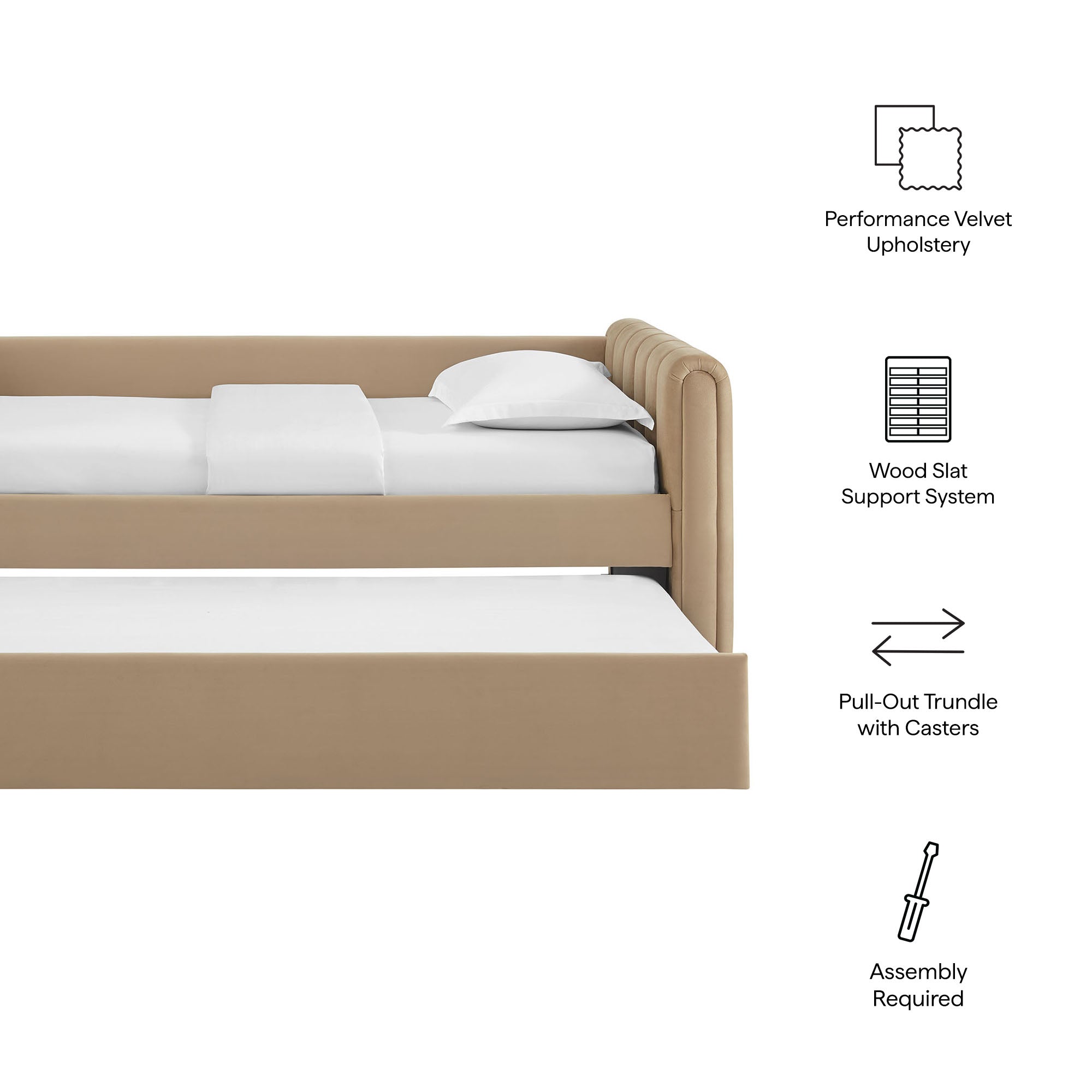 Veyla Channel Tufted Performance Velvet Twin Daybed With Trundle by Modway - Best Buy Furniture