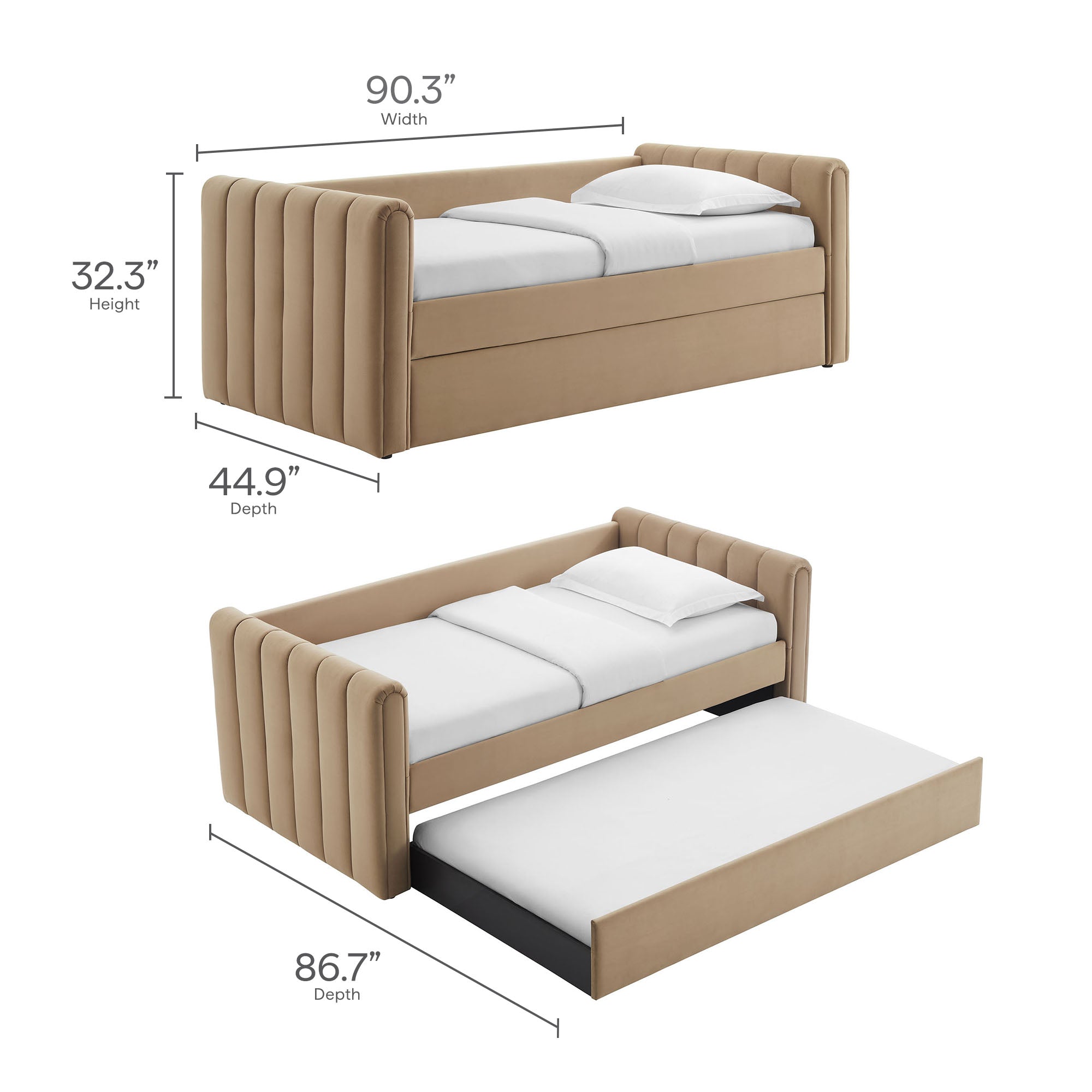 Veyla Channel Tufted Performance Velvet Twin Daybed With Trundle by Modway - Best Buy Furniture