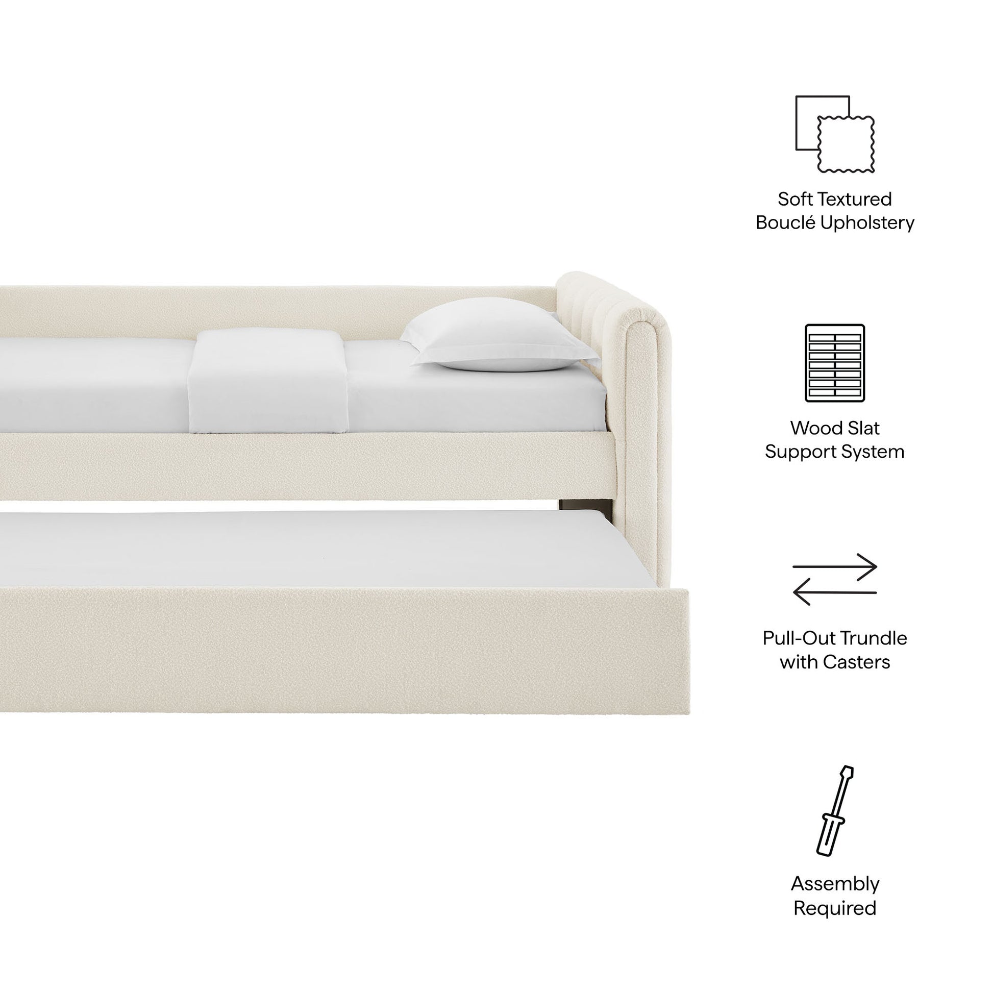 Veyla Channel Tufted Boucle Twin Daybed With Trundle by Modway - Best Buy Furniture