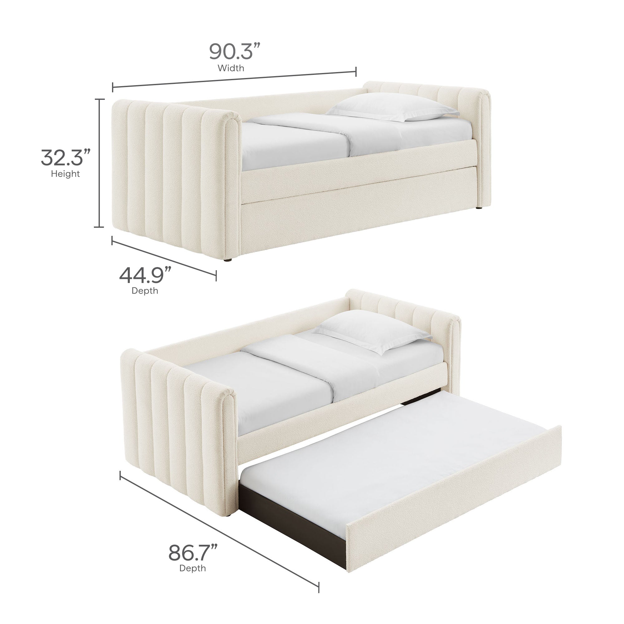 Veyla Channel Tufted Boucle Twin Daybed With Trundle by Modway - Best Buy Furniture