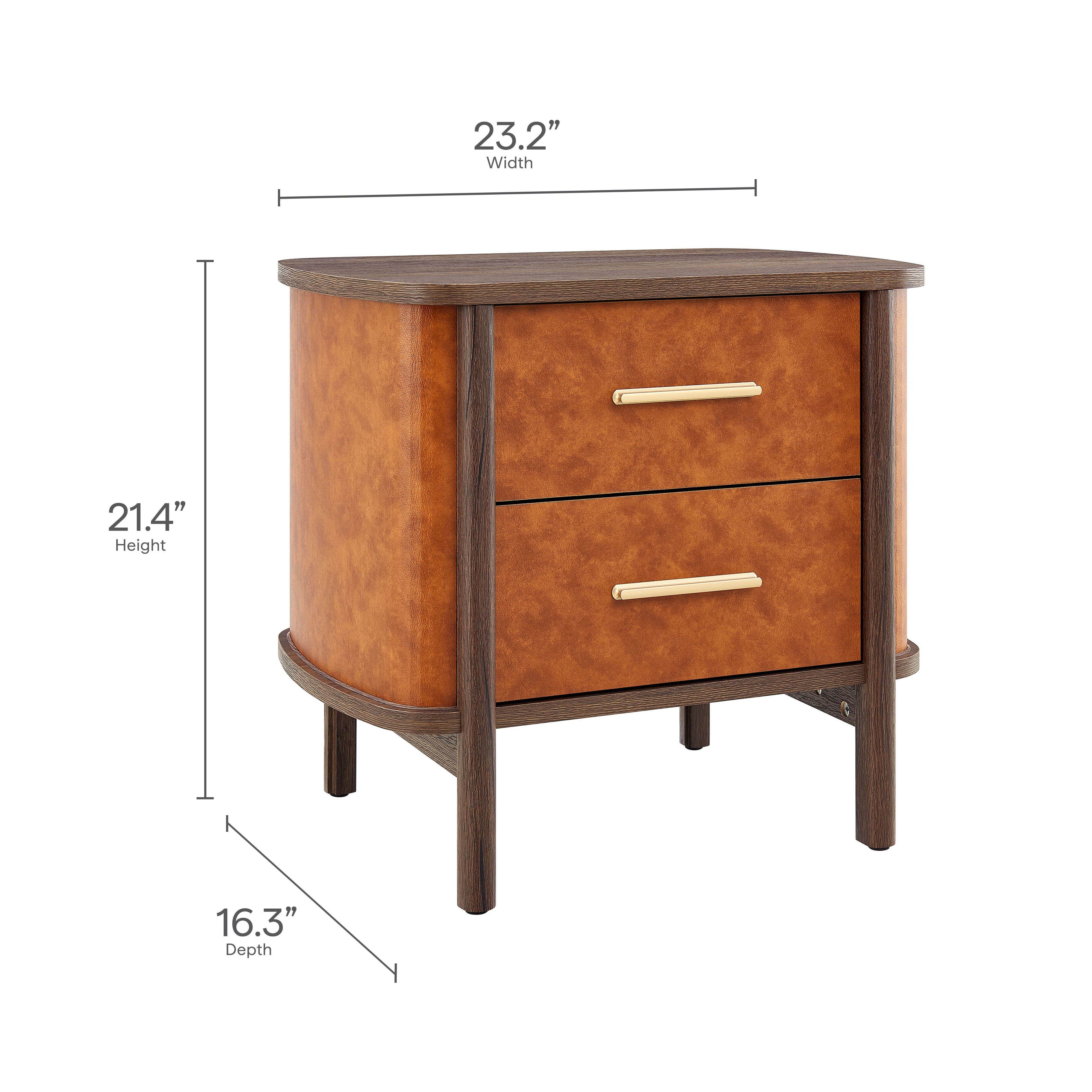 Coralie 2-Drawer Curved Vegan Leather Nightstand by Modway