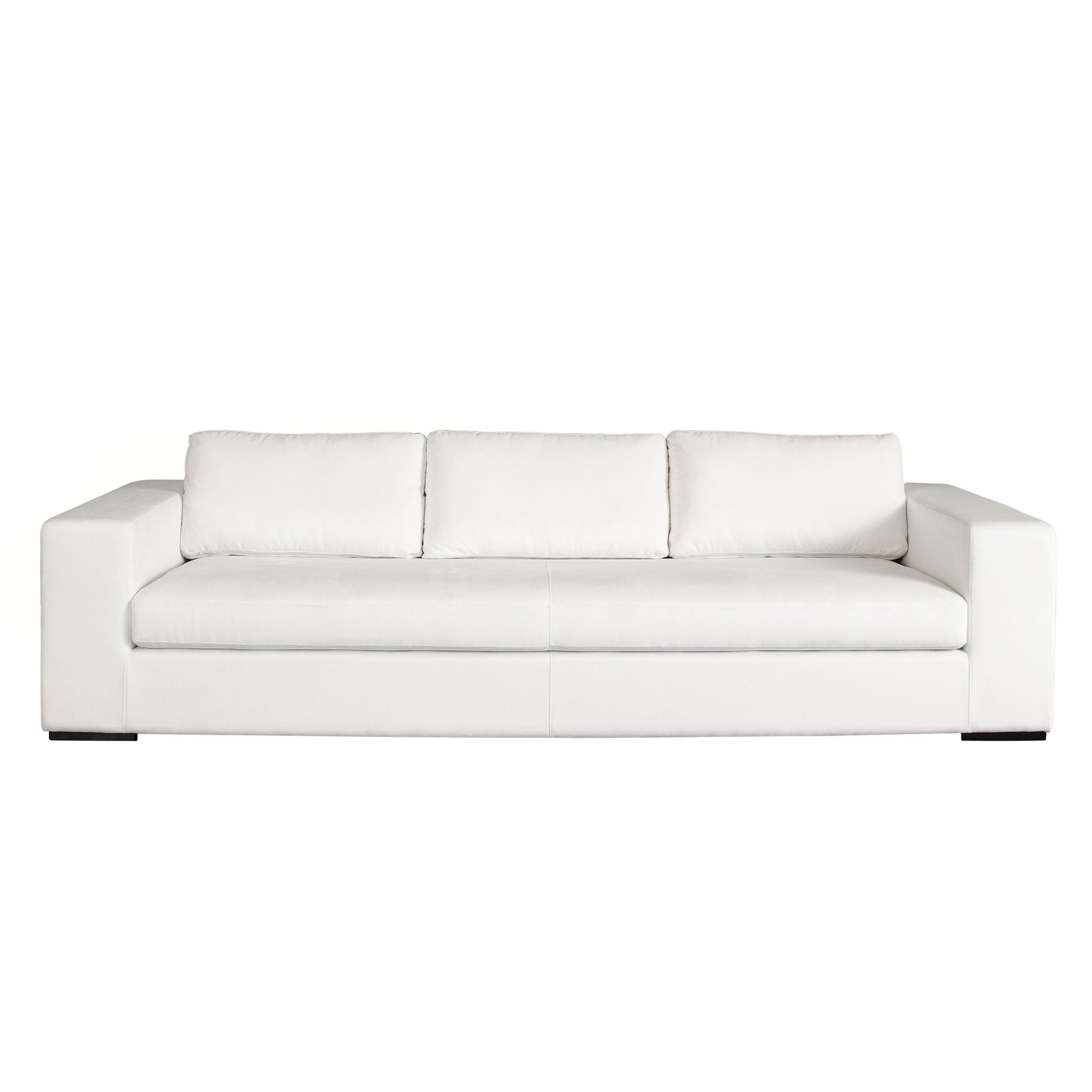 Muse Sofa in Mist White Performance Fabric w/ (4) Black Accent Pillows by Diamond Sofa