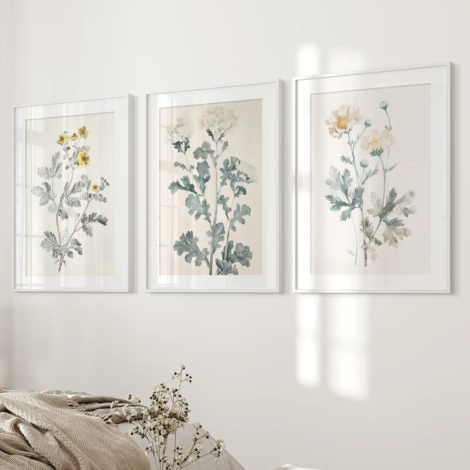 Meadow Flower Watercolor Wall Art Poster Set
