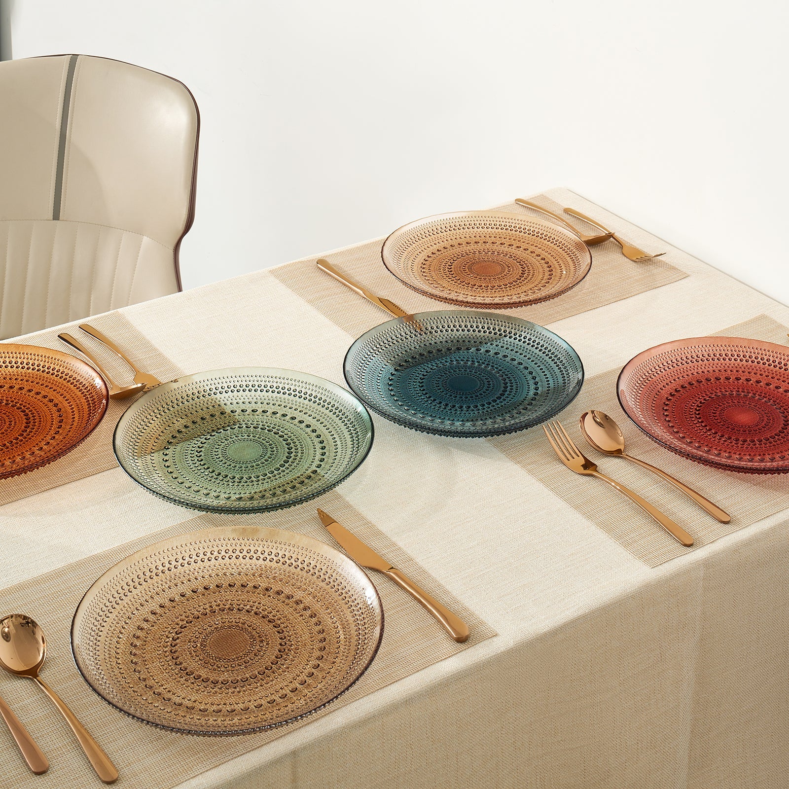 Tonal Hobnail Glass Plate, Set of 6