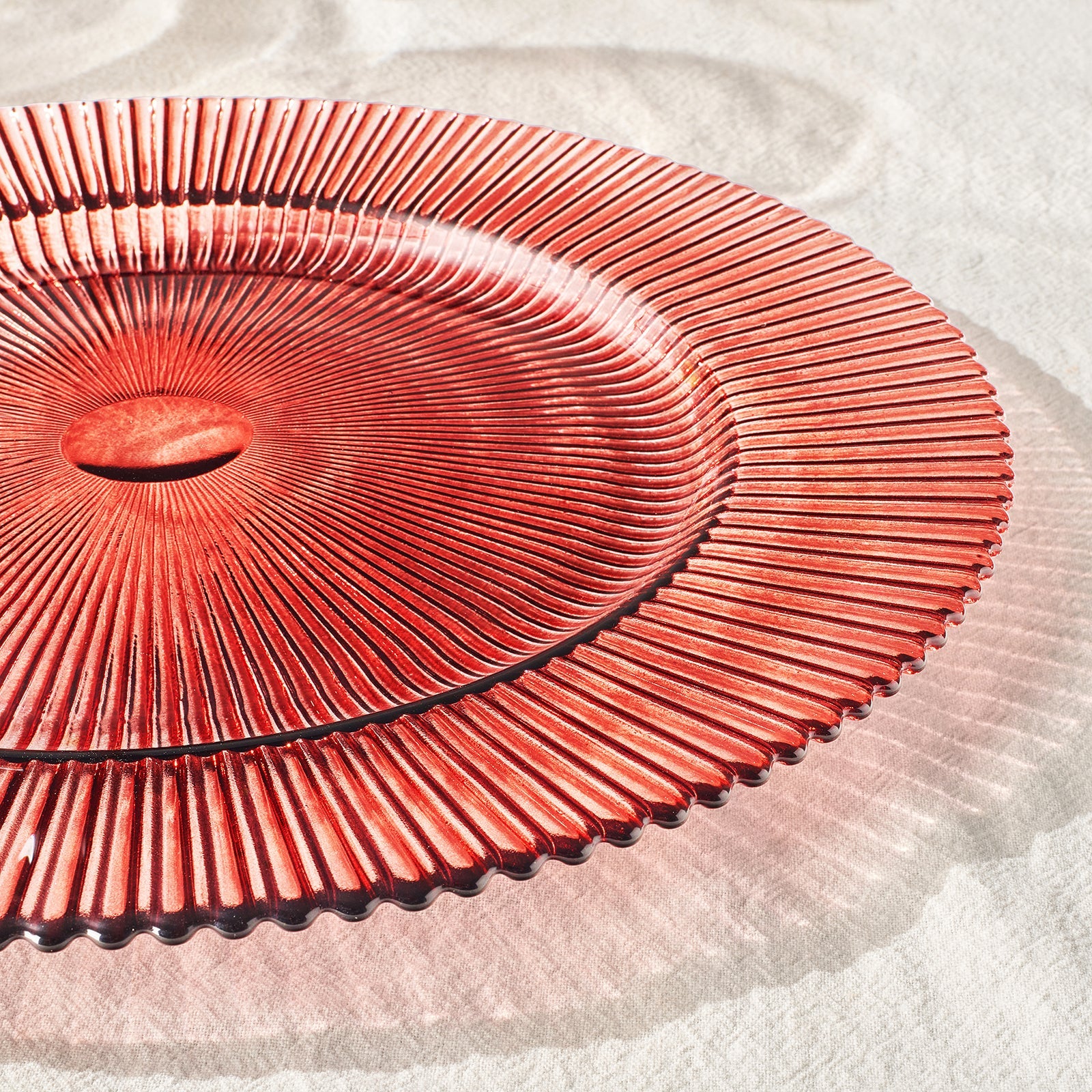 Tonal Ribbed Glass Plate, Set of 6