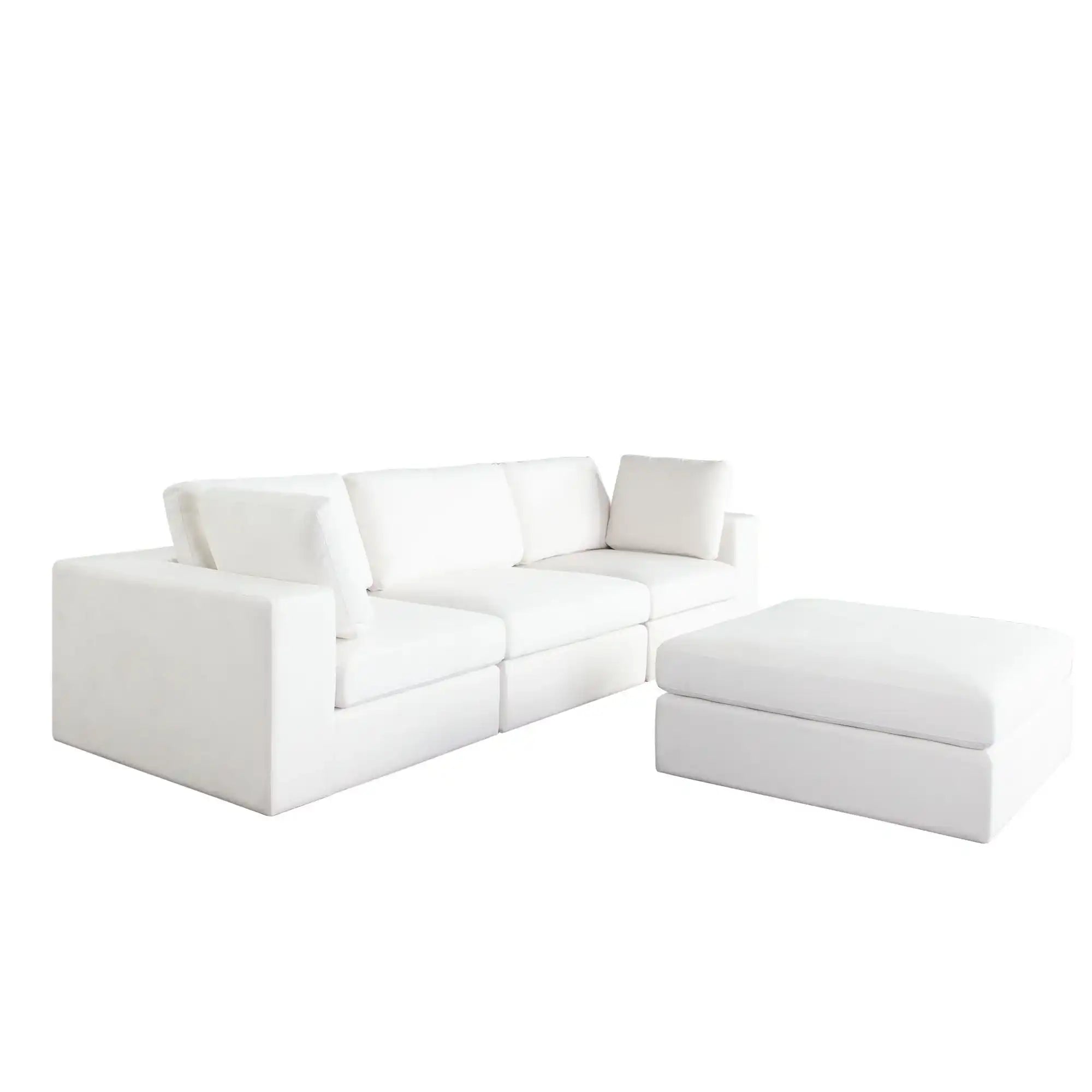 Muse Modular 4 Piece Reversible Sectional – Mist White Performance Fabric