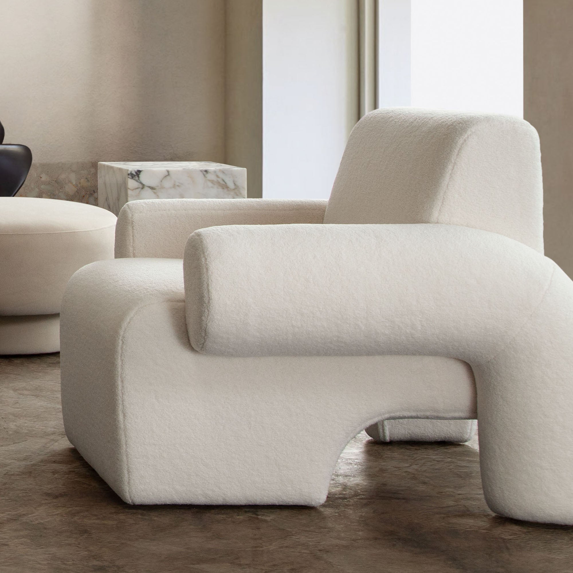 Noa Accent Chair in Ivory Sherpa Fabric by Diamond Sofa